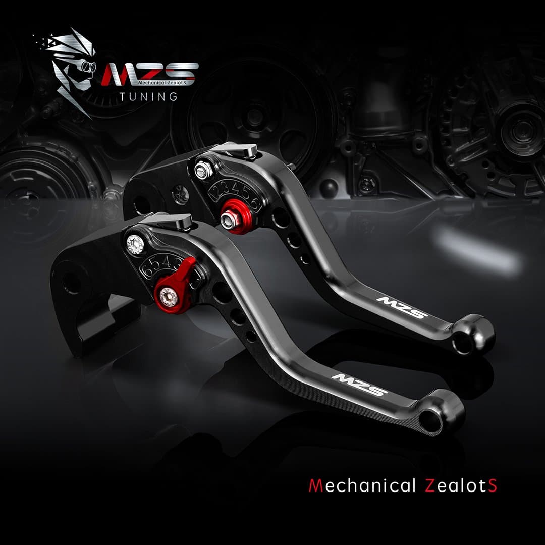 MZS Motorcycle Clutch Brake Levers Short Adjustment Round CNC Black Compatible with YZF R1 2004-2008 | YZF R6 2005-2016
