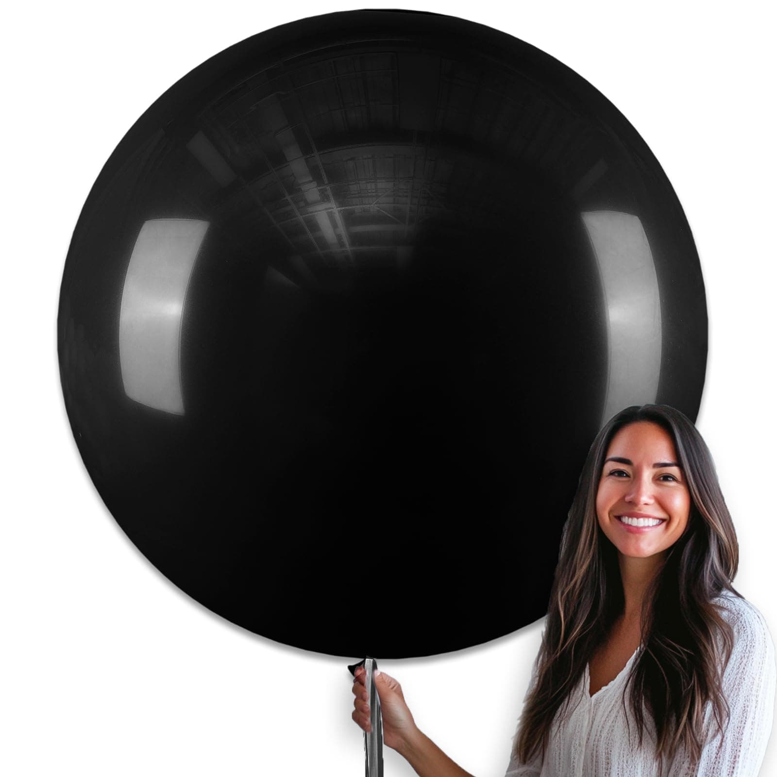 PartyWoo Black Balloons 4 pcs 36 Inch Latex Helium Matte Black Balloons for Baby Shower Birthday Graduation Casino Gaming Anniversary Retirement Pirate Race Car Theme Party Decorations Black-Y18