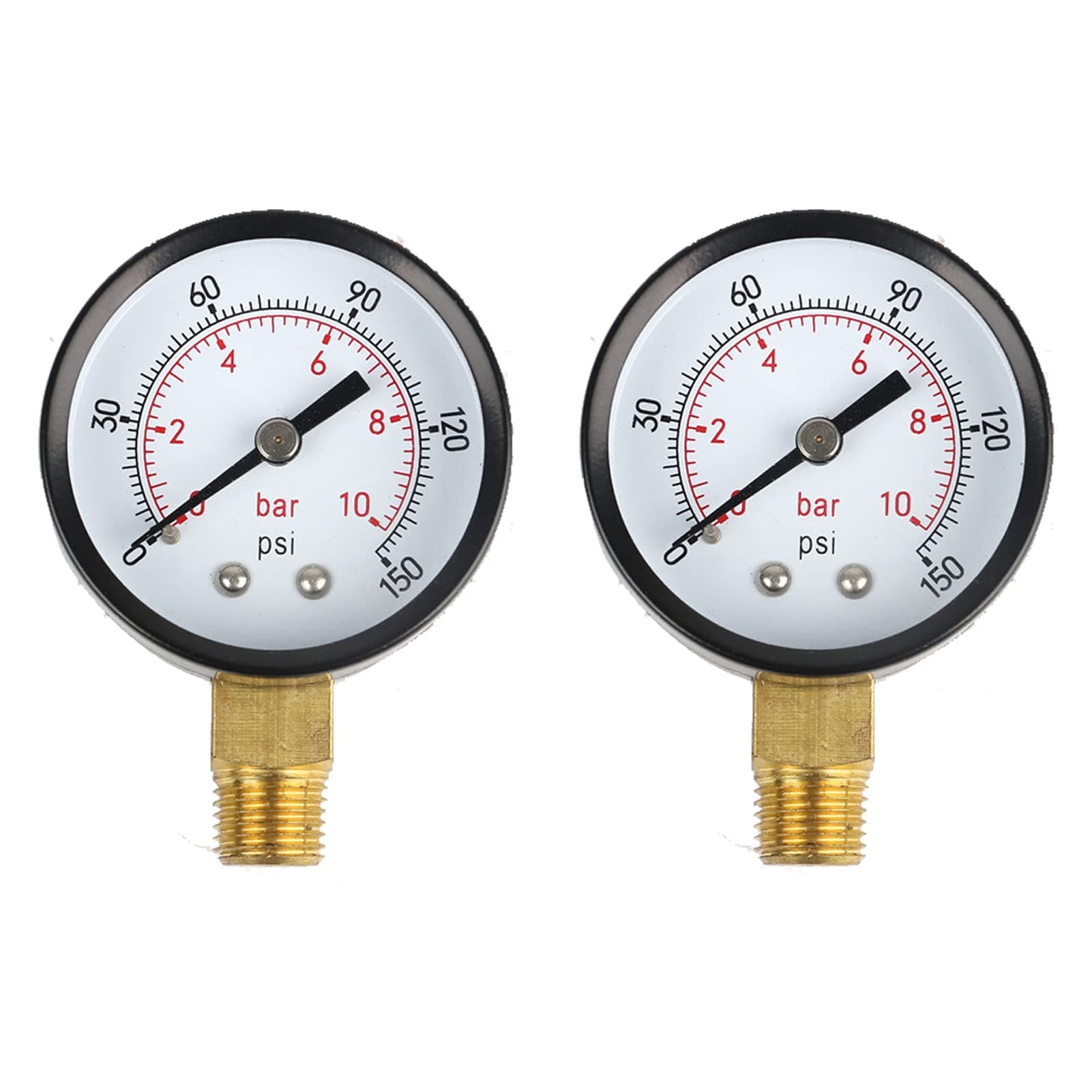 Y50 0-10 Bar or 0 to 150 psi Manometer Side Connection Thread 1/4" Diameter 40mm Pressure Gauge