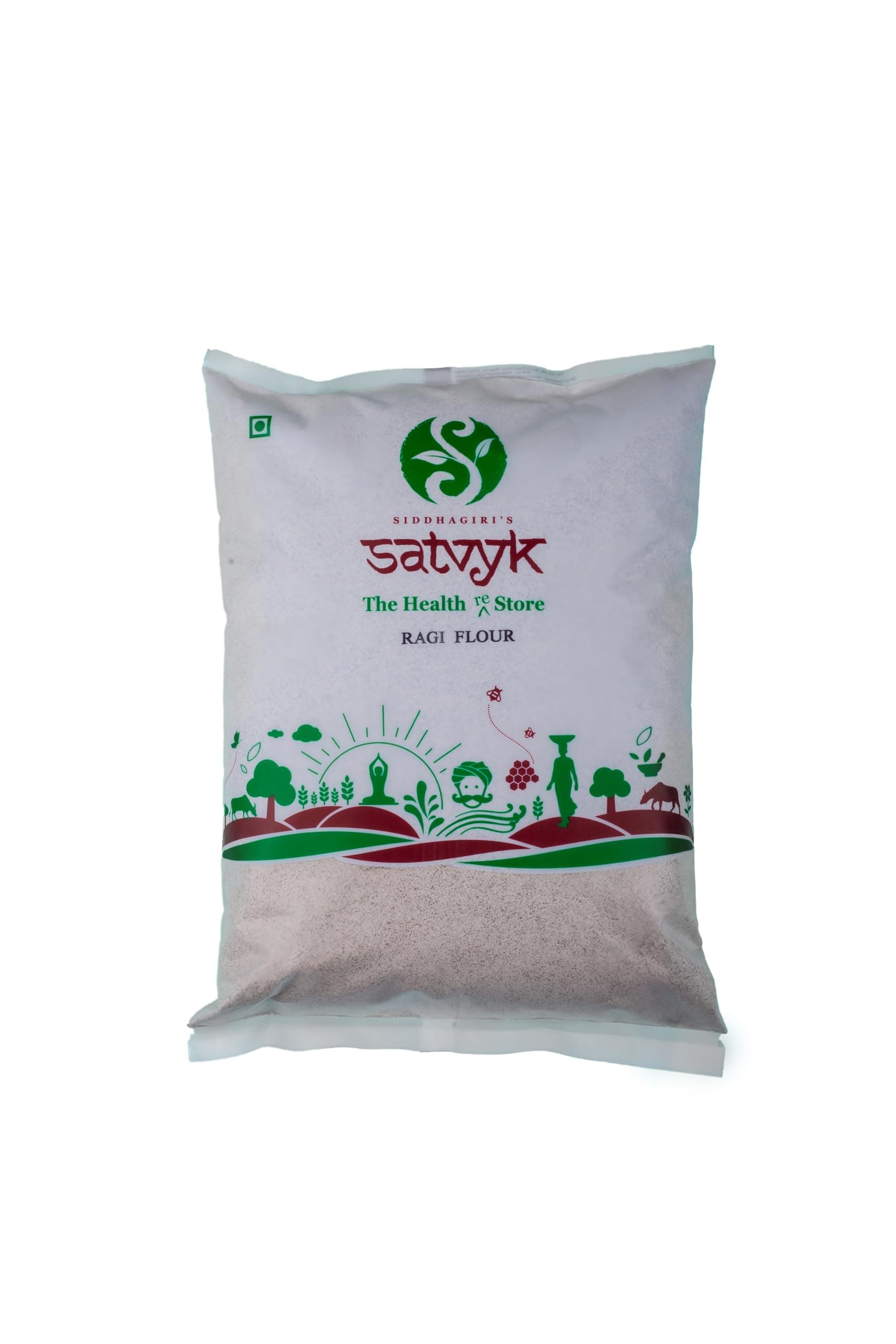 S Siddhagiri's SATVYK THE HEALTH re STORE - Ragi Flour - (1kg) - Stoneground | Gluten-Free Finger Millet Flour | Super-Nutritious Nanchni Aata | Fresh Ragi Aata