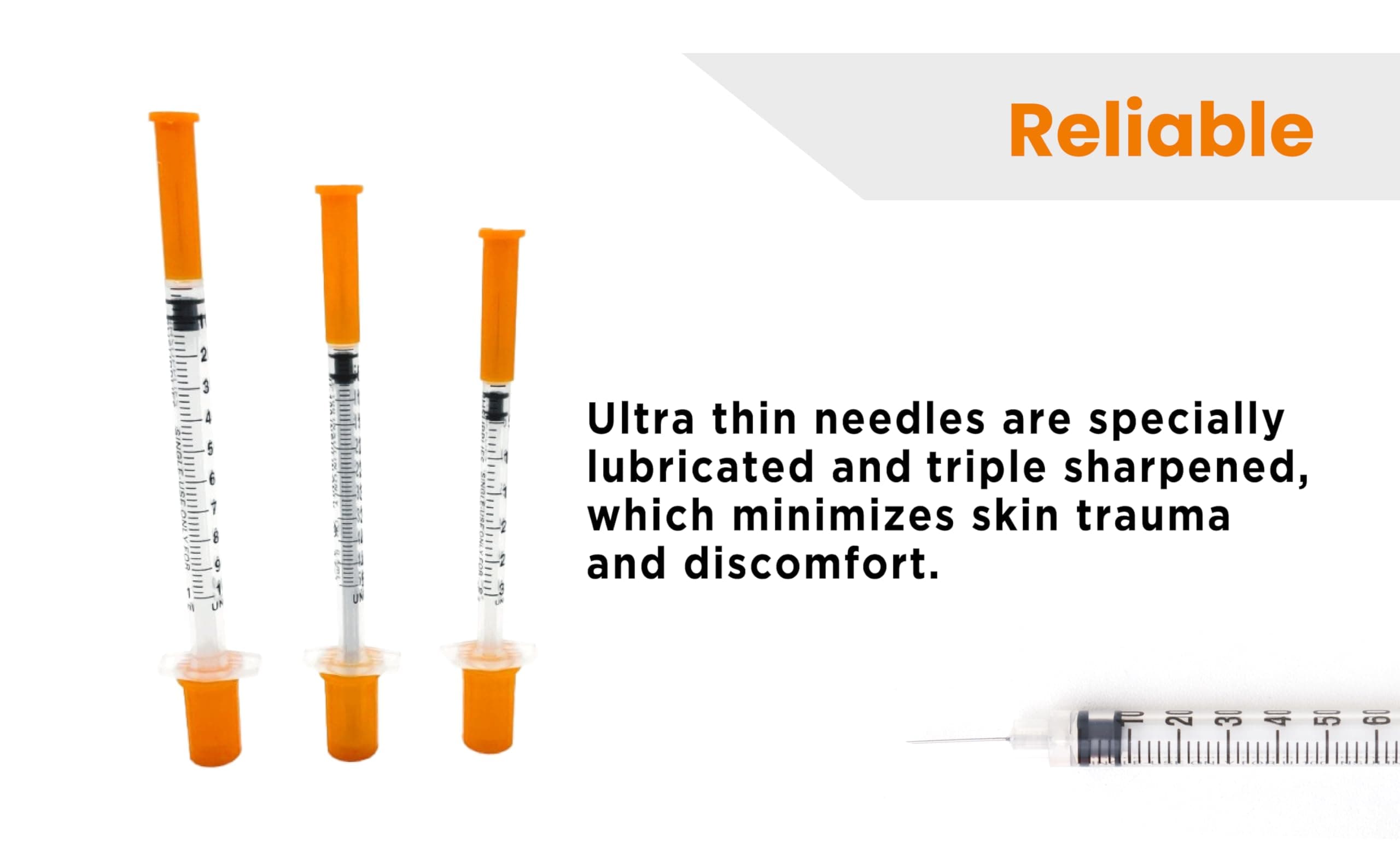 BH Supplies Insulin Syringes U-100 29G 1ml/cc 1/2" (12.7mm) Pack of 100 Pcs