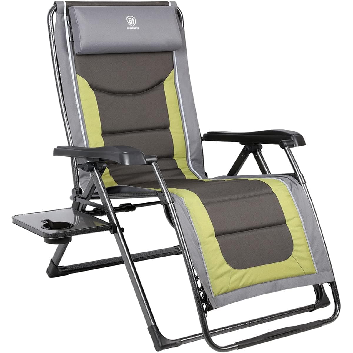 EVER ADVANCED Oversized XL Zero Gravity Recliner Pad Patio Lounger Chair with Adjustable Headrest Support, 350 lbs (Olive Green)