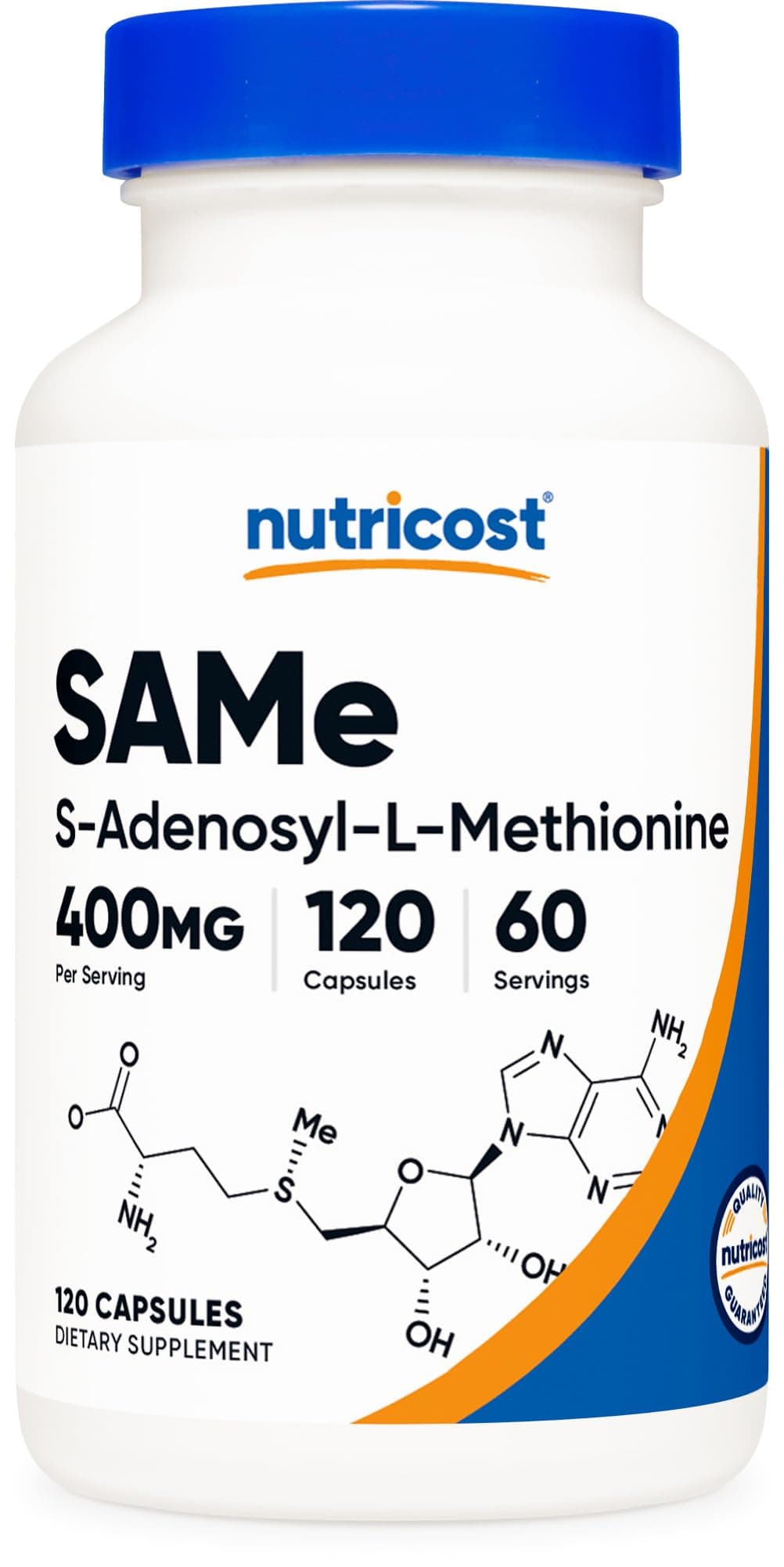 Nutricost SAM-e (S-Adenosyl-L-Methionine) 400mg, 120 Capsules - Non-GMO, Gluten Free Same, Vegetarian