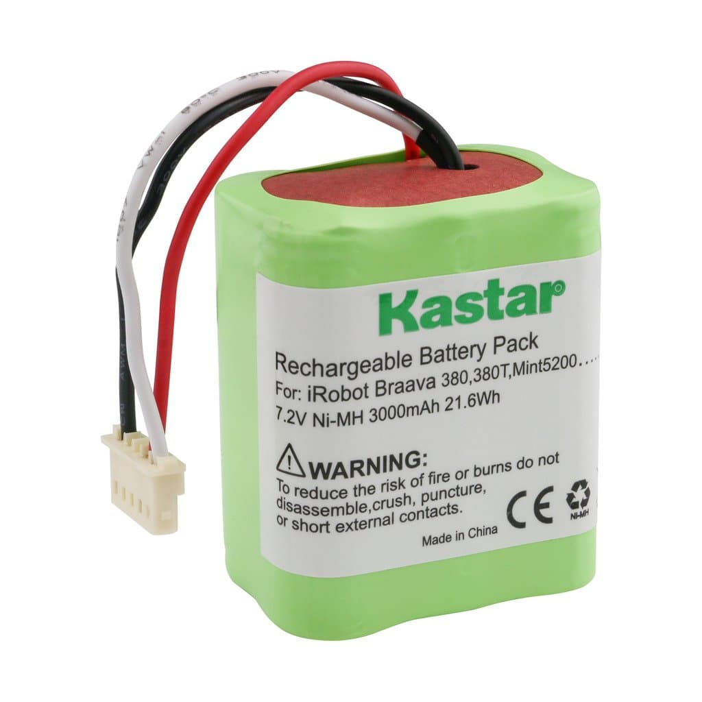 Kastar BRAAVA380 Battery (1 Pack), Ni-MH 7.2V 3000mAh, iRobot Mint 5200 Vacuum Cleaner Replacement Battery for IRobot Braava 380, 380T, Mint5200, 5200B, 5200C Floor Mopping Robots
