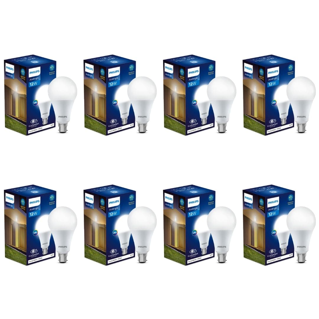 PHILIPS Base B22 12-Watt (Pack of 8, Cool Day Light)