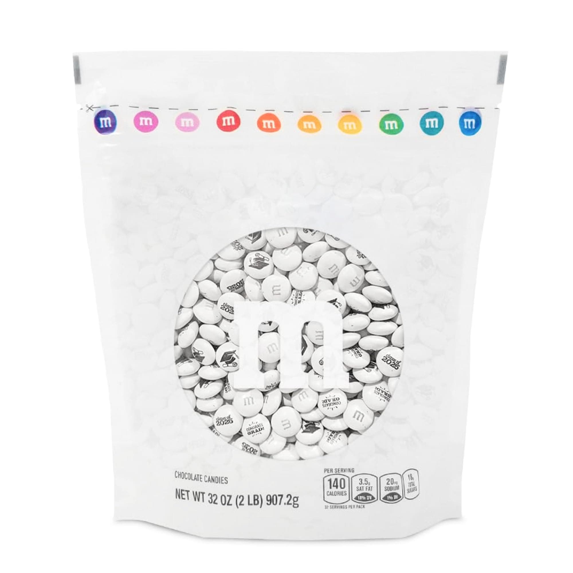 M&M’S WORLD Class of 2025 Milk Chocolate Candies - 2lbs of Bulk Candy With Grad-Themed Images In A Resealable Bag,For Graduation Parties,Graduation Party Favors,Class 2025 Decorations,and More
