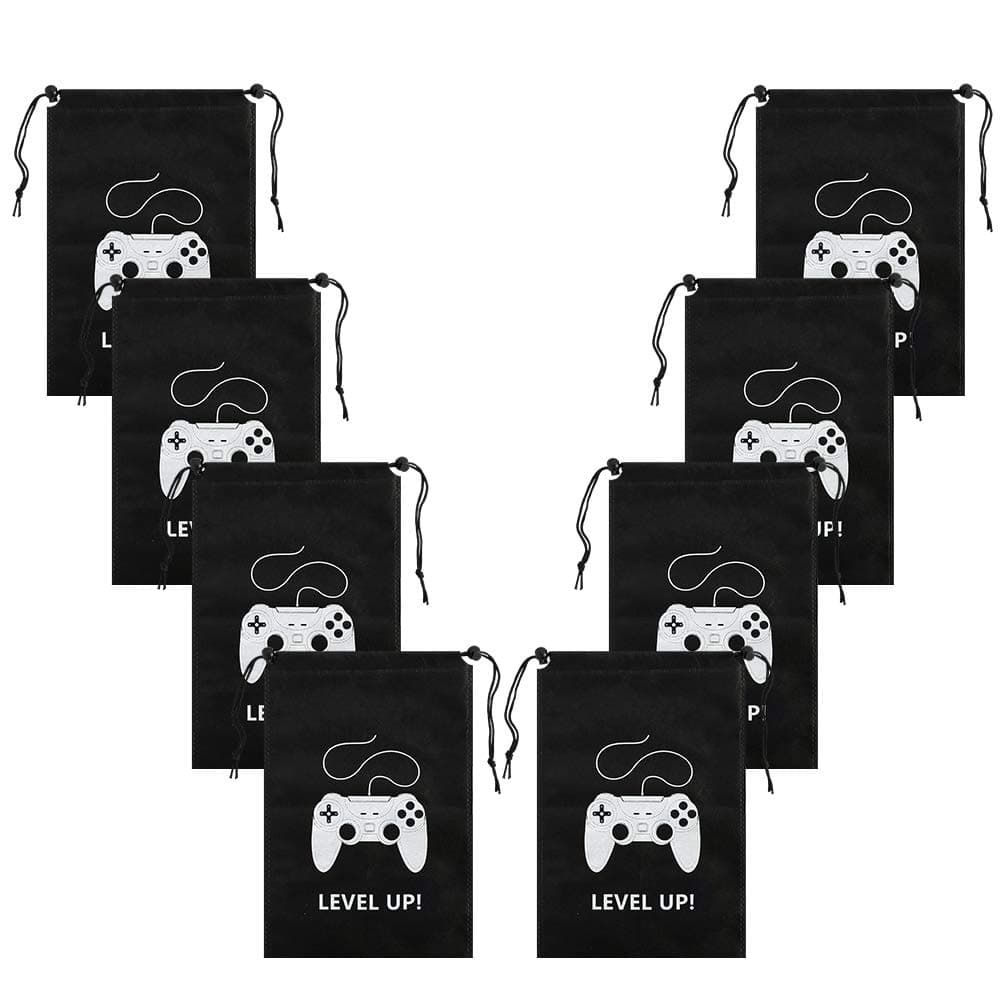 AhlsenL 24 Pack Video Game Party Supplies Gaming Party Bags Drawstring Bags Gaming Party Decorations for Kids Video Game Themed Birthday Party (Level UP!)