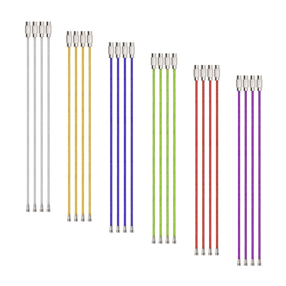 24 pcs Colored Coated Stainless Steel Wire Keychains 1.5mmX 6 Inches key ring key rings key tags metal ring luggage tags metal key ring heavy duty key ccraft Cable Key Ring Loops for Hanging Lhain Air