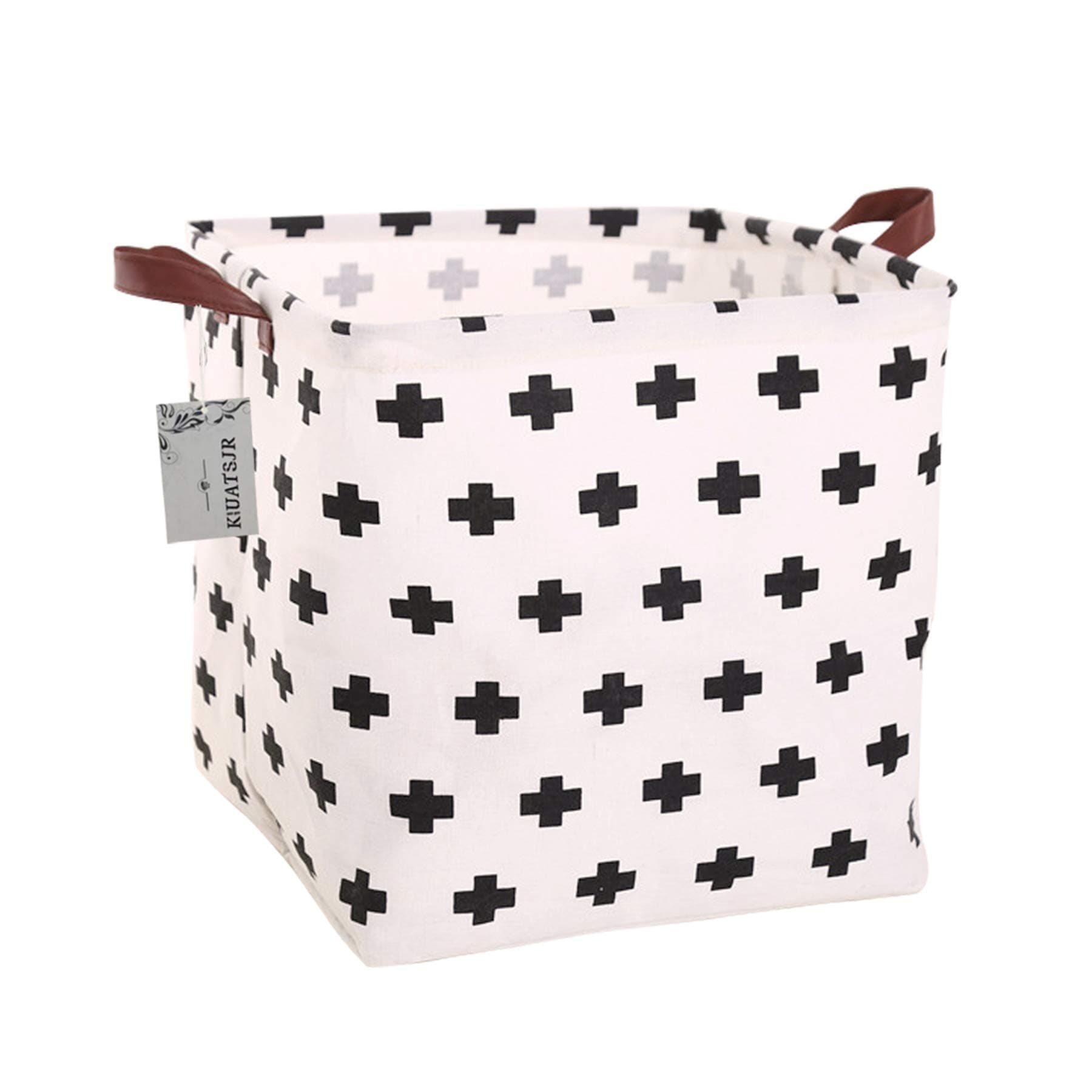 Square Canvas Toy Storage Bins Basket with Handle Collapsible Toy Organizer for Nursery Storage, Kid's Toy & Laundry, Gift Baskets(Cross)
