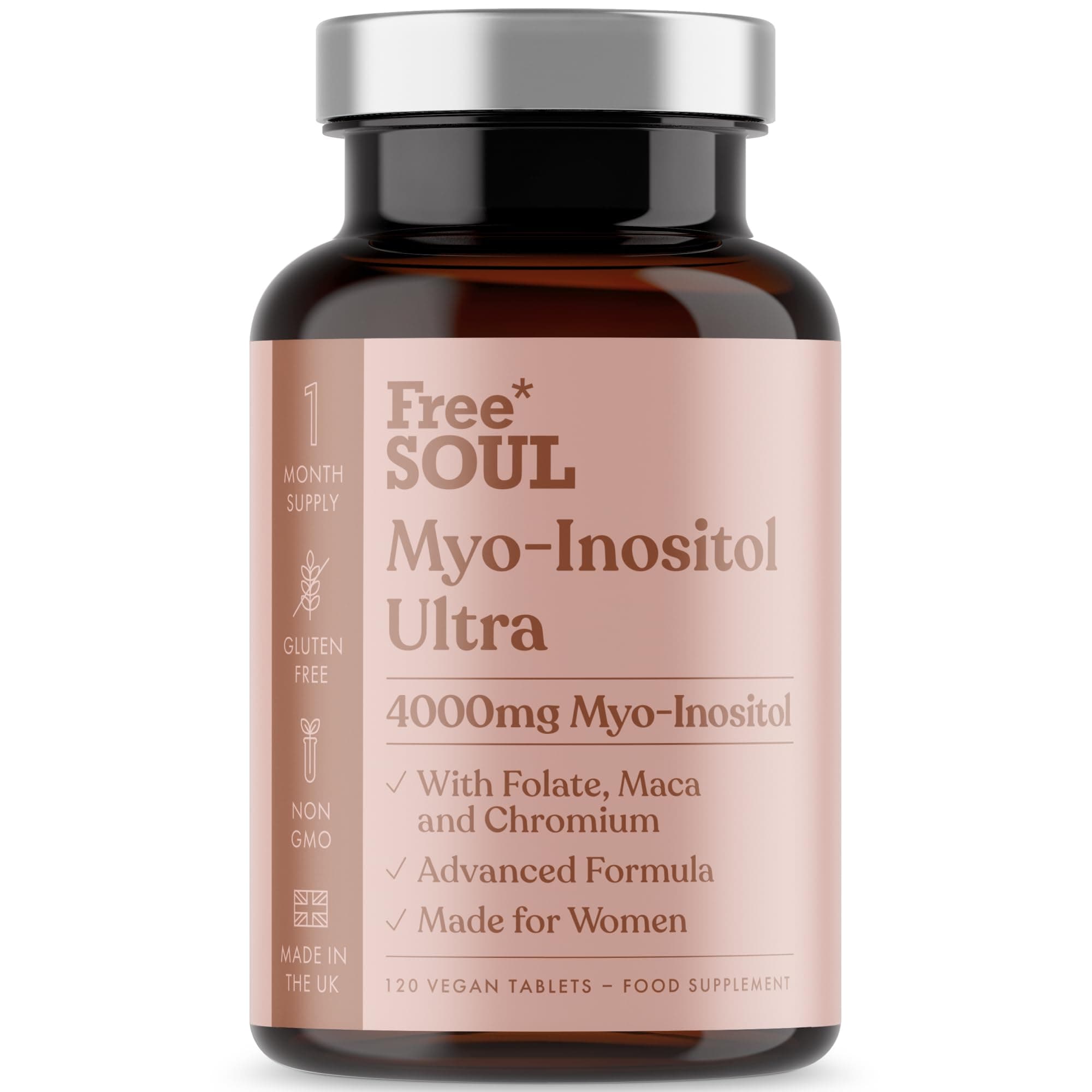 Myo-Inositol Ultra Supplement | 4,000mg Myo-Inositol, 200ug Folate, 100ug Chromium Plus 10,000mg Maca for Women | Supplements for Women | Vegan & Gluten-Free | 120 Tablets