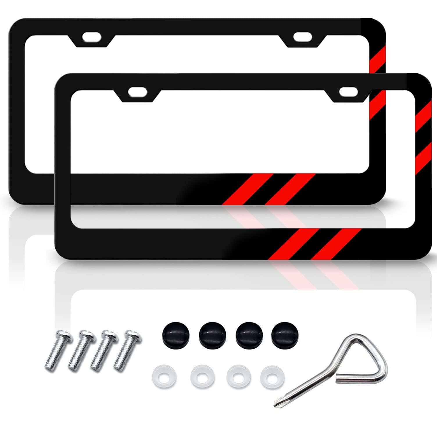 2 PCS Matte License Plate Frames Aluminum Alloy License Plate Cover Holder fits for All Universal License Plate Covers Accessories for Front and Rear Car Tags