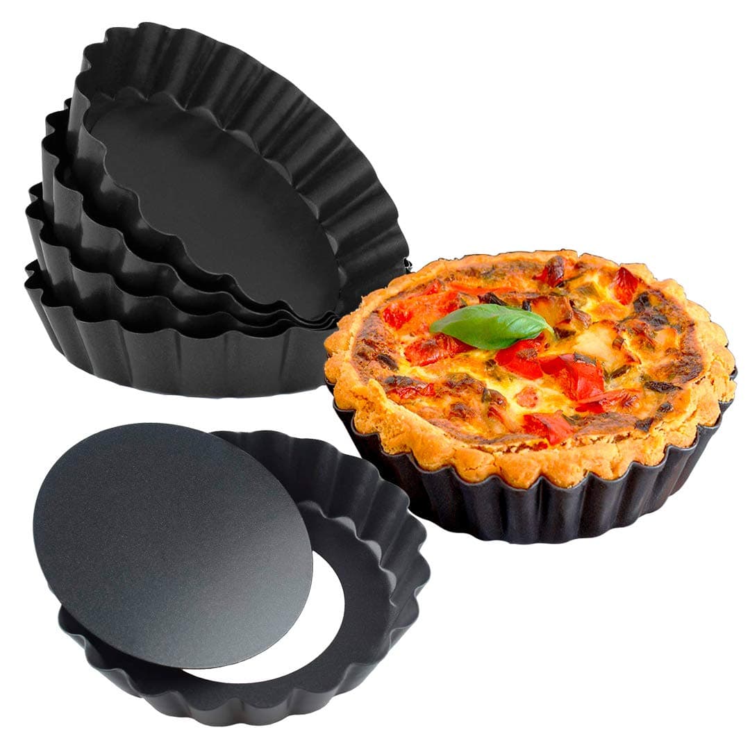 Meichu Mini Tart Pan with Removable Bottom, Nonstick Quiche Pan, 4 Inch Quiche Pan Set of 6 (4 Inch)