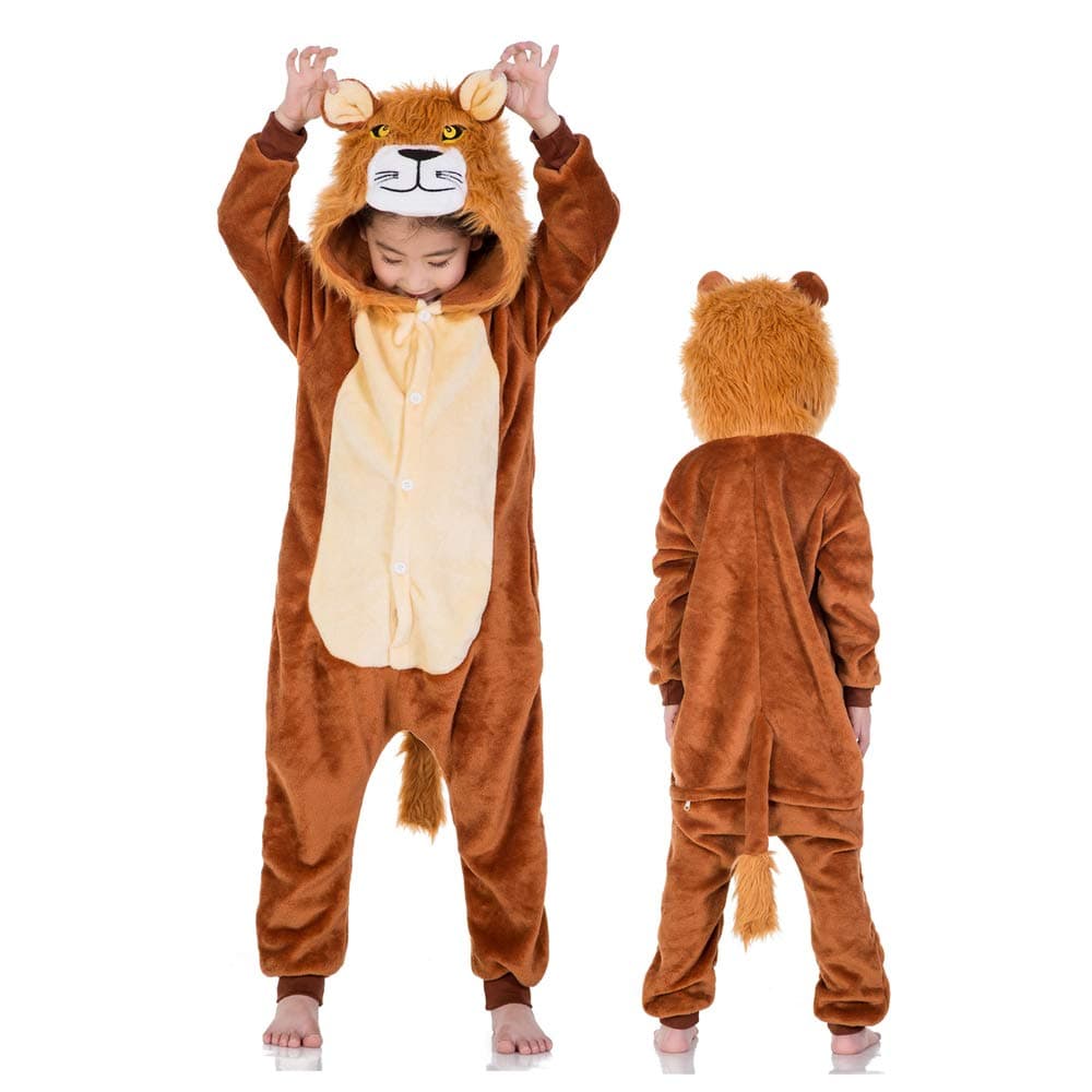 Kids Unisex Anime Pajamas Halloween Lion Children Sleepwear Animal Onesie Pajamas Cosplay Costume