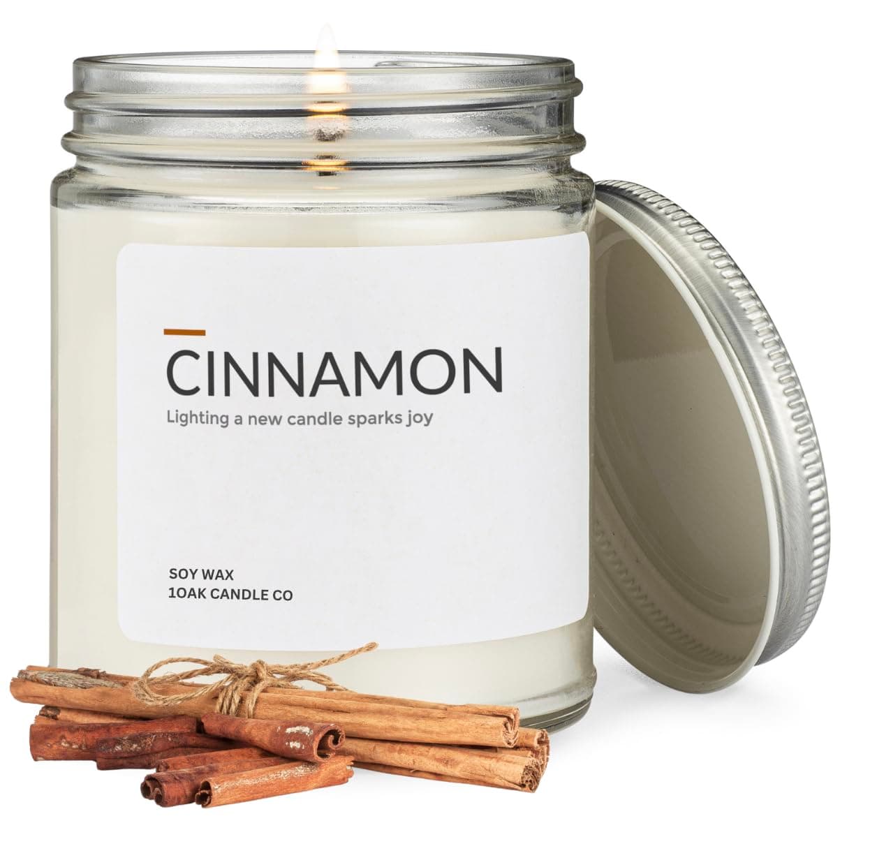 1OAK Soy Wax Scented Candles (Cinnamon) - Soy Candles for Home Scented - Long Burning Candles Premium - Hand-Poured (7oz.)