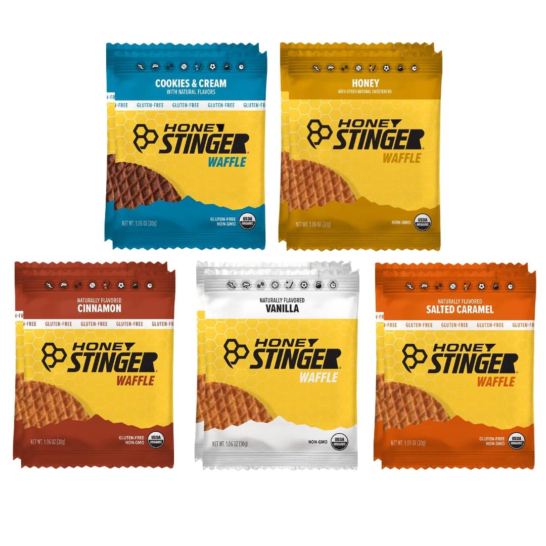 Organic Honey Stiinger Waffle | Energy Stroopwafel for Exercise, Endurance and Performance | Sports Nutrition for Home & Gym, Pre & During Workout - 5 Flavor Variety (10 Pack)