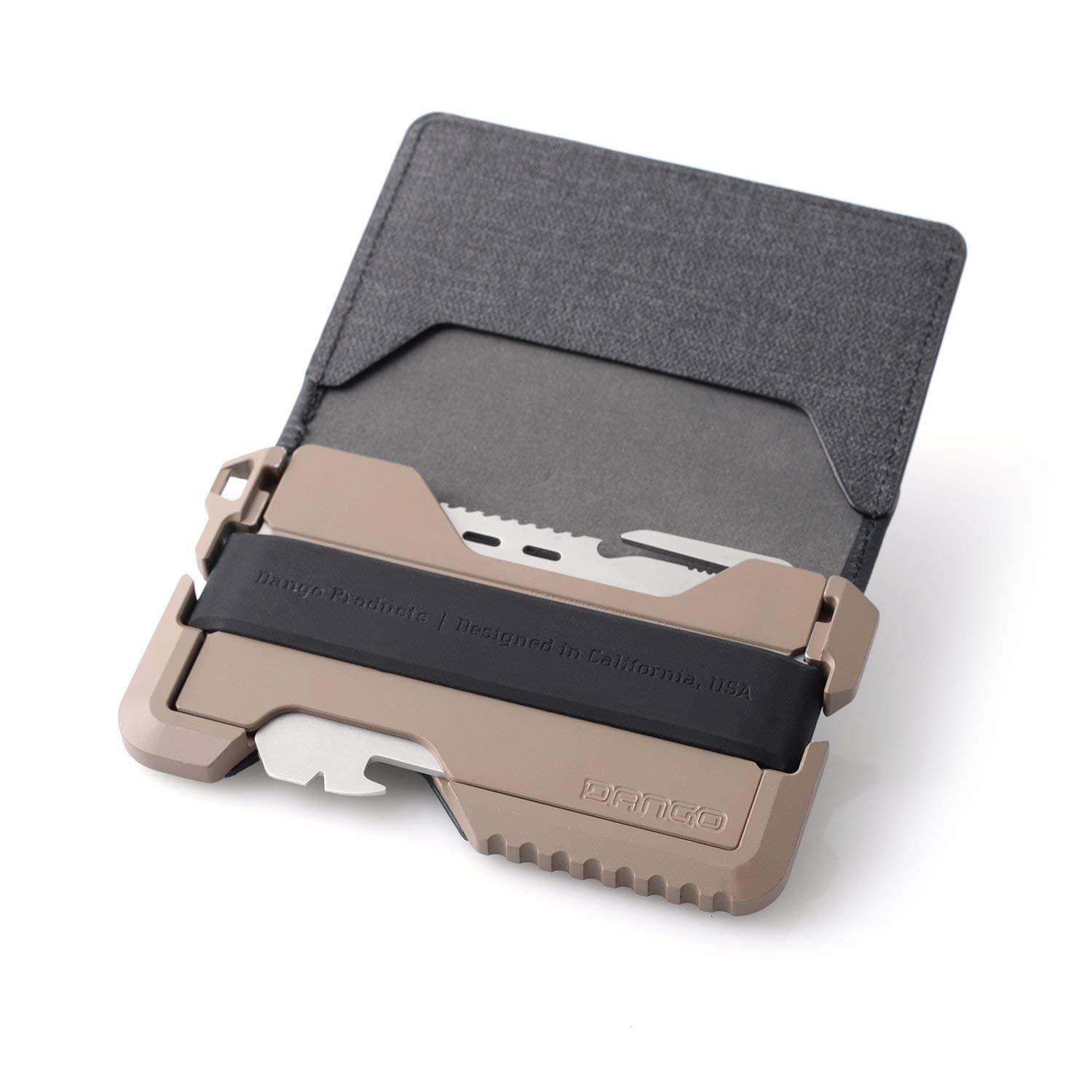DANGO PRODUCTS T01 Tactical EDC Wallet - Made in USA - Genuine Leather, Multitool, RFID Block, Black DTEX/Desert Sand + MT02 Multi-Tool (Spec Ops Bifold), M, Rfid Wallet