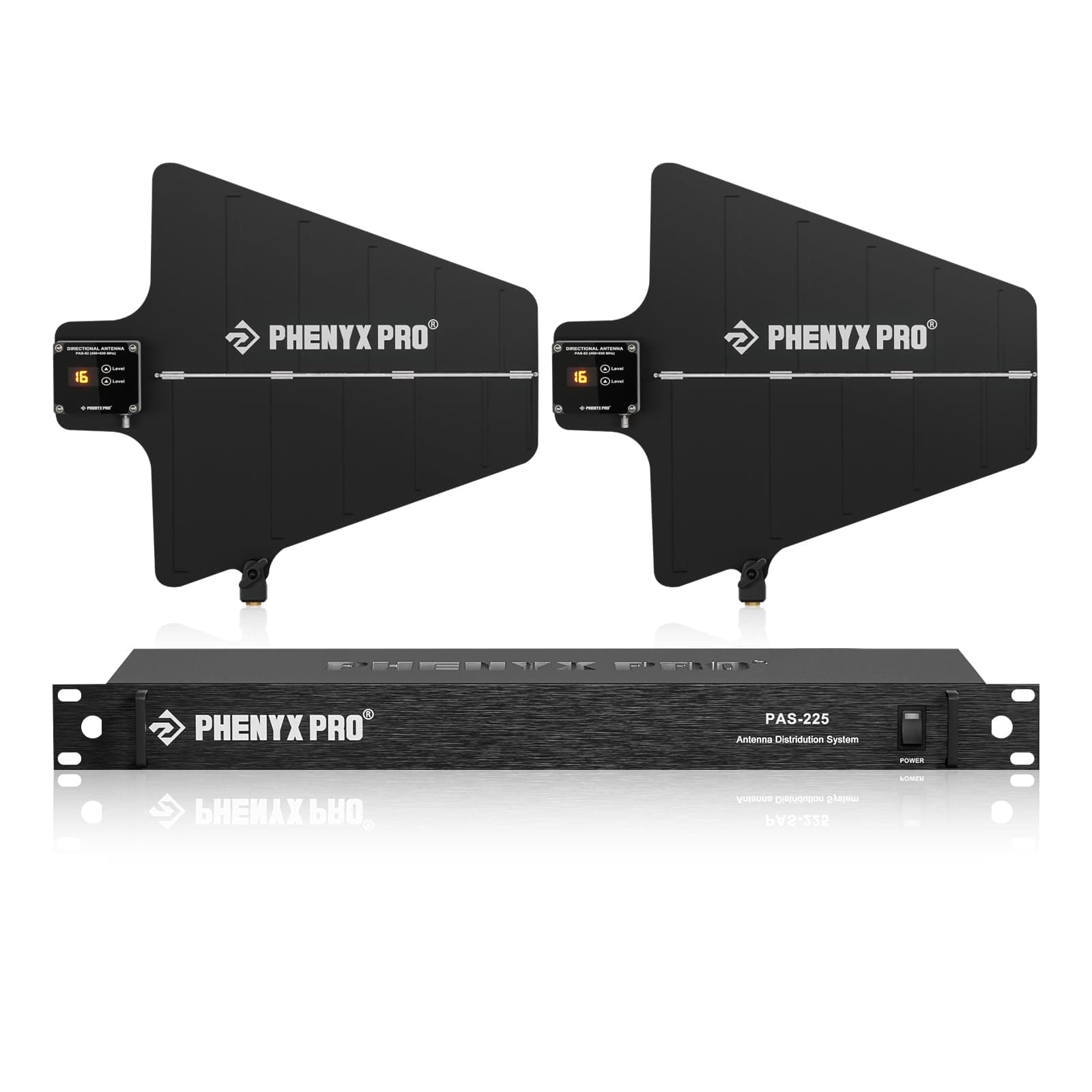 - PAS-225X UHF Wireless Antenna Distribution System Bundle, Active Directional Receivers w/ 8 Outputs + 2 Cascade Ports, 160ft Long Coverage, Wireless Mic Antenna for Stages and Live Shows