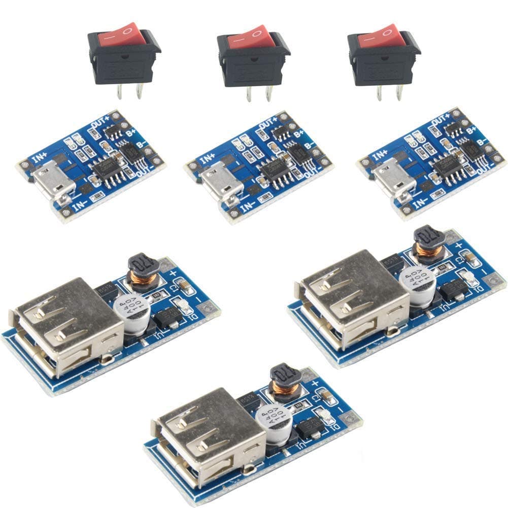 3 Sets Kits 3.7V Li-ion 18650 Lithium Lipo Battery Charging Board 5V USB Step UP Module