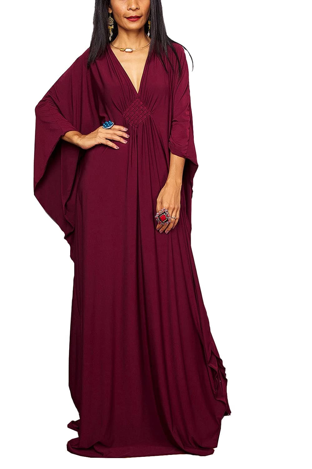 Wemen's Long Kaftan Maxi Dress Boho Swimsuit Beach Cover Up Robes One Size Loungewear