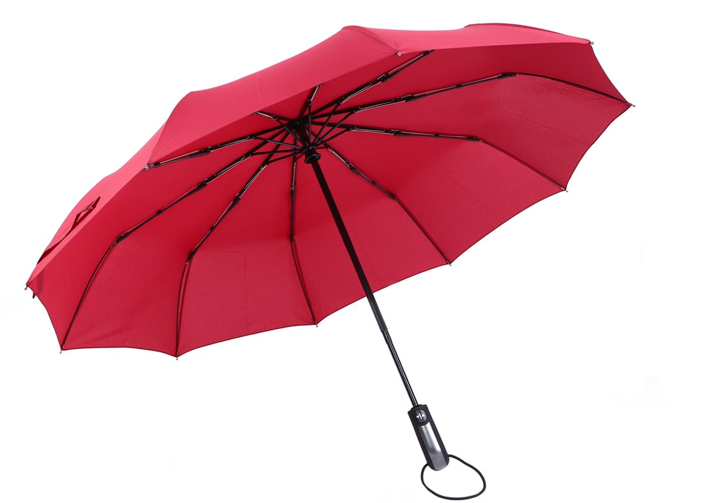 Travel Umbrella, Compact Windproof Folding Umbrella with 10 Ribs Auto Open Close(red) (red)