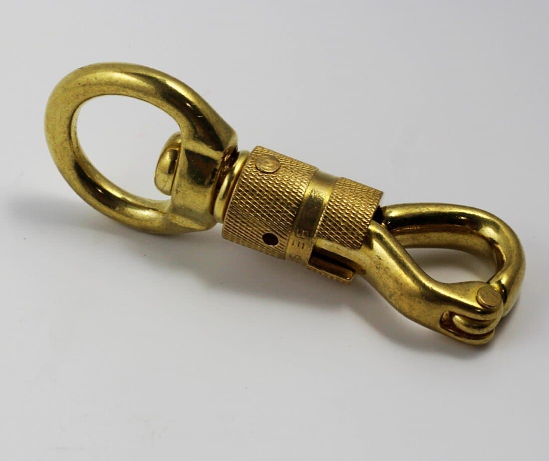 CHENGYIDA Solid Brass Heavy Duty Swivel Hook Swivel Eye Snap Hook Horse Gear- Key Chains, Purse Strap (Apx.170g,Total Length: 4.2 Inch