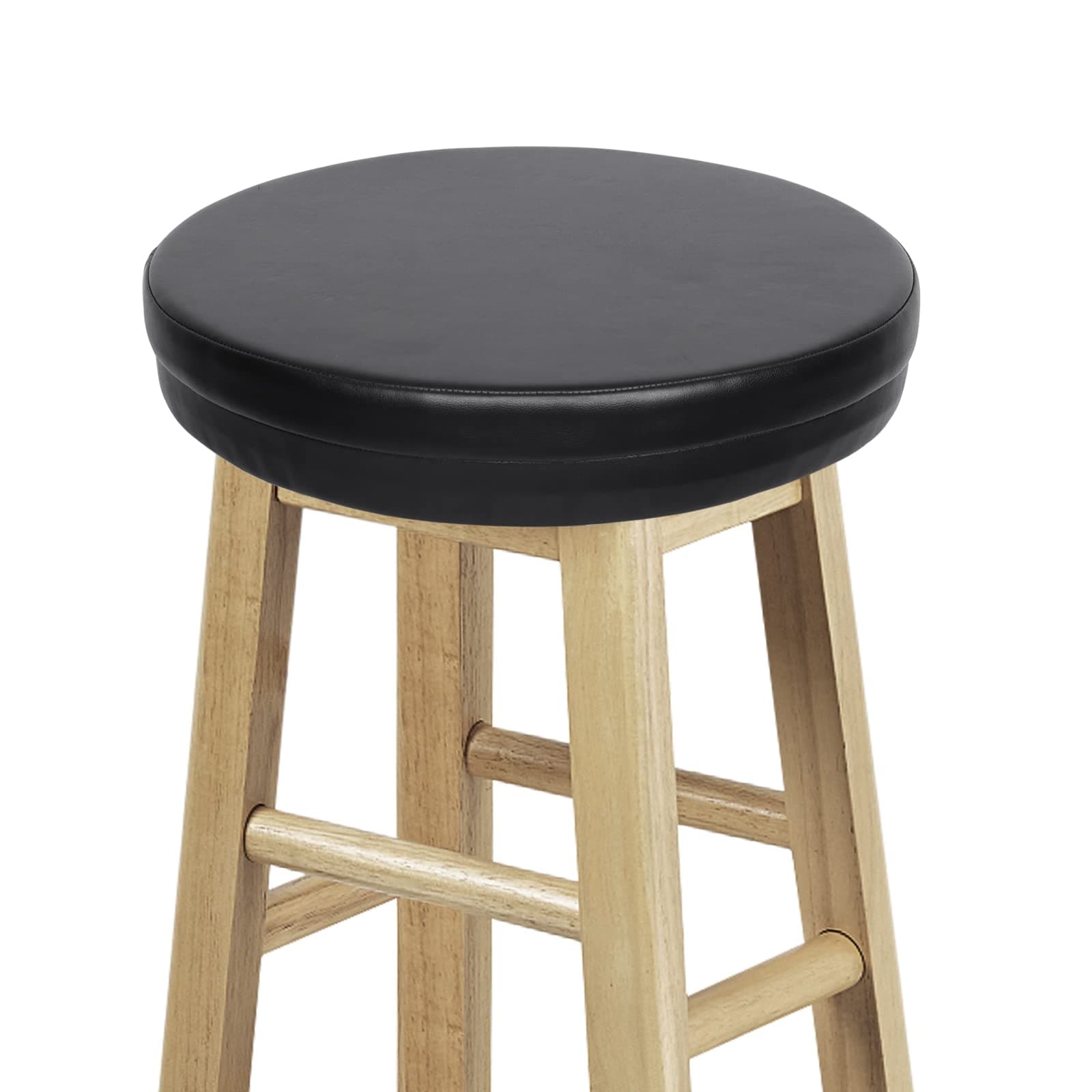 Shinnwa Bar Stool Cushion Round Foam Padded Seat Cushions Waterproof Leather Bar Stool Covers with Elastic and Non Slip Bottom 12 Inch Black