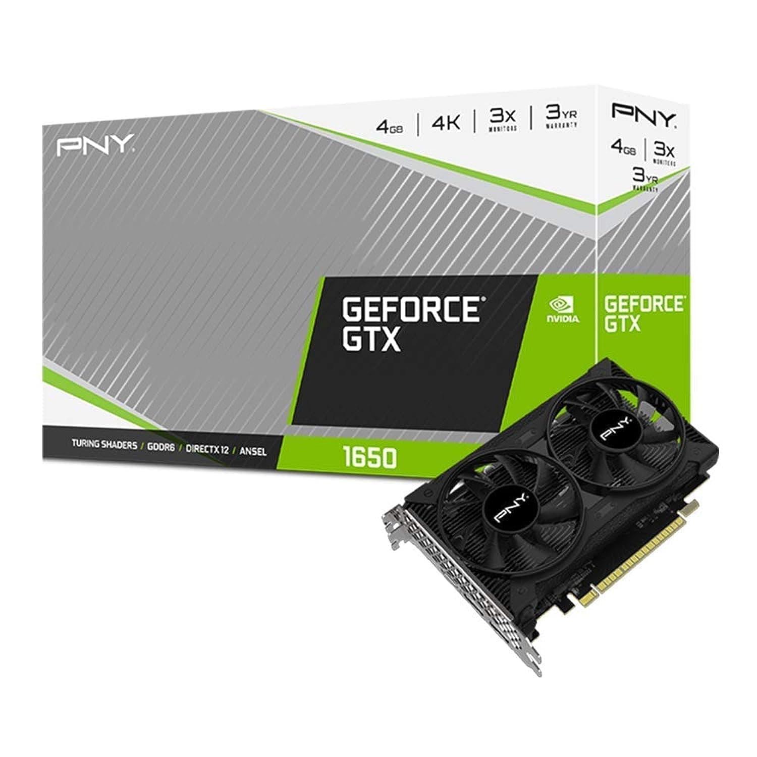 PNY GeForce GTX 1650 Dual Fan 4GB GDDR6 Graphics Card VCG16504D6DFPPB