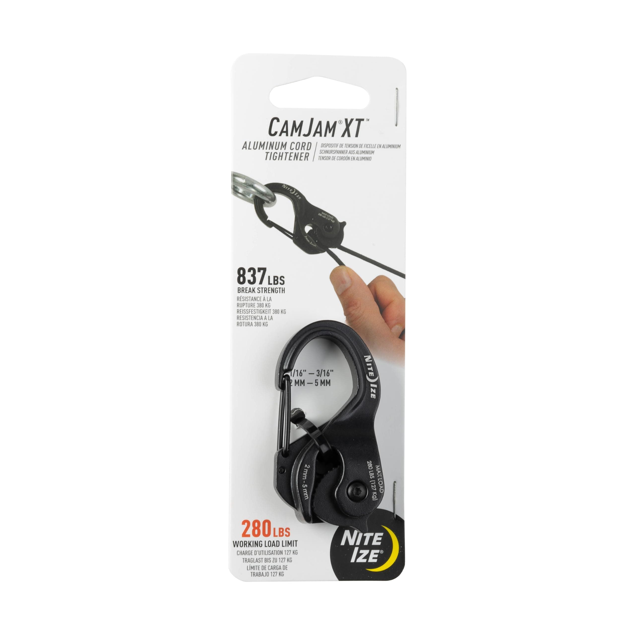 Cam Jam XT Aluminum Tie Down Rope Tightener with Carabiner Clip