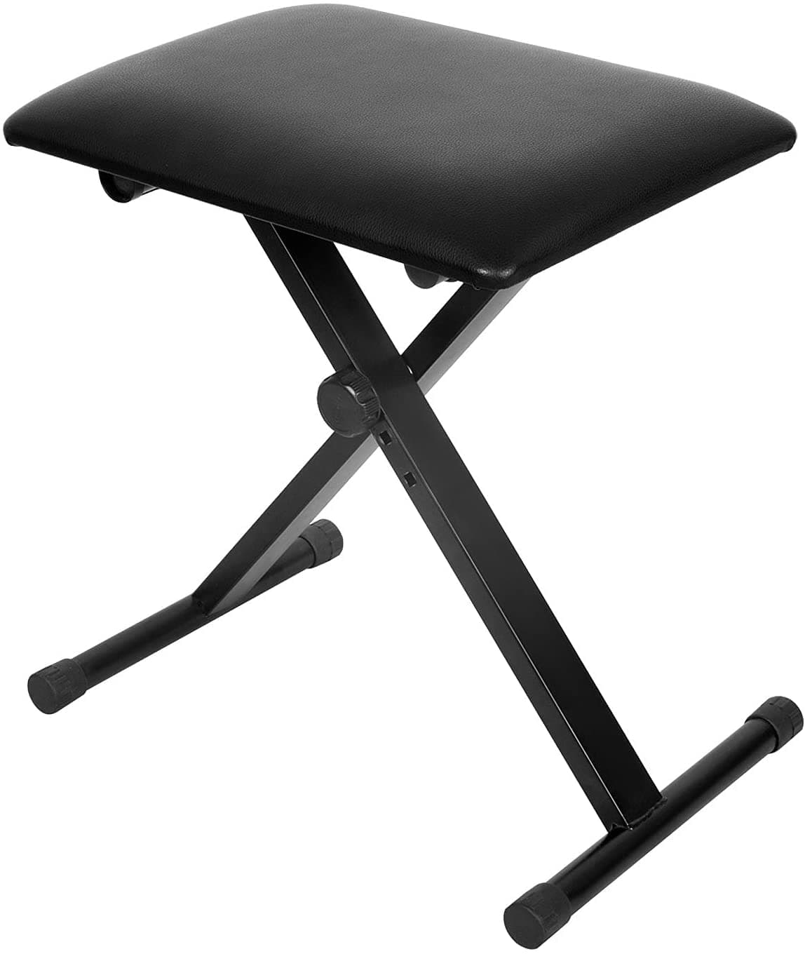Kuyal Piano Bench, Adjustable Height X-Style Keyboard Bench Padded Seat, Black