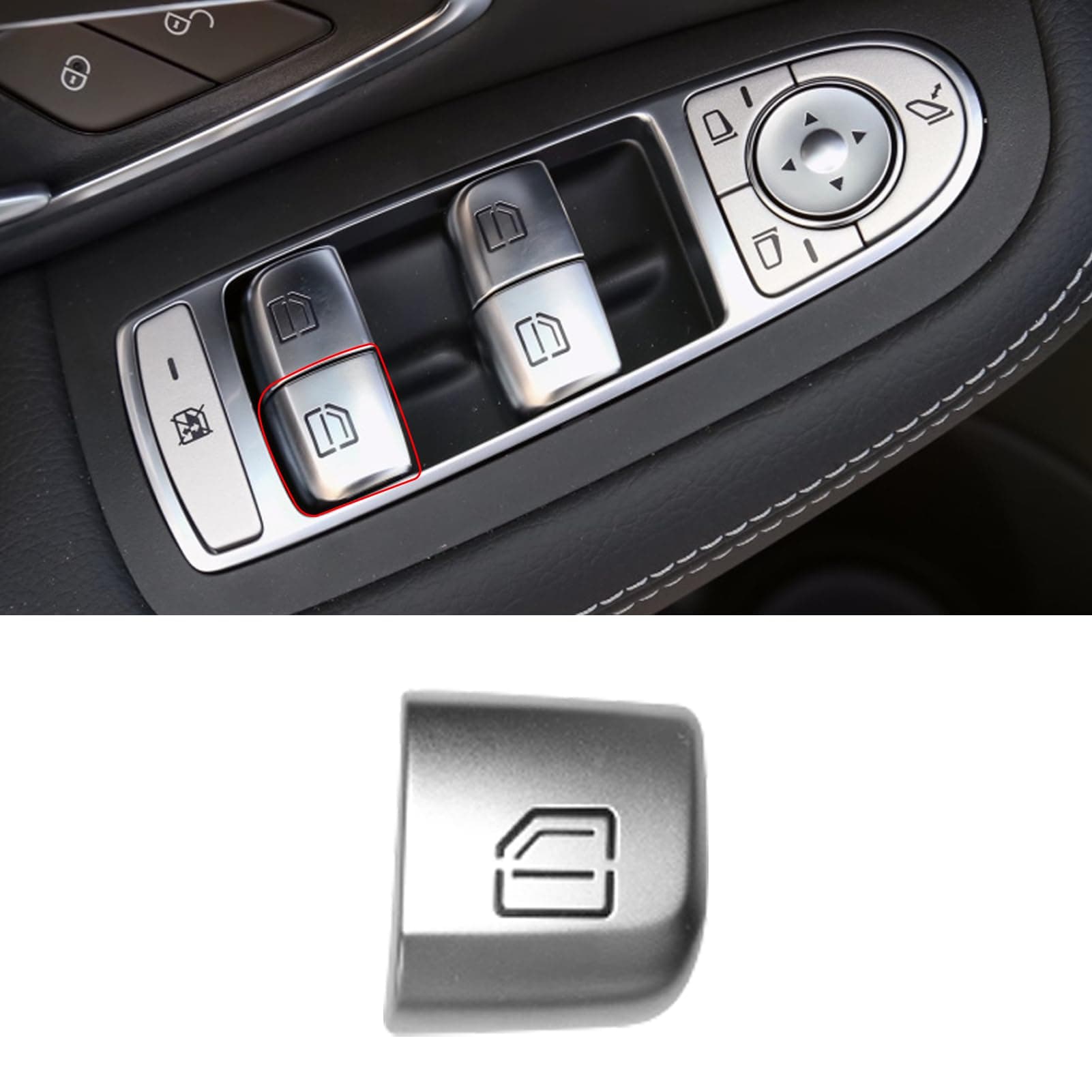 TTCR-II Interior Window Glass Lift Switch Button for Mercedes C Class W205 2015-2021 GLC Class 2016-2022, 1 Pc Rear Right Window Control Power Push Button Cover