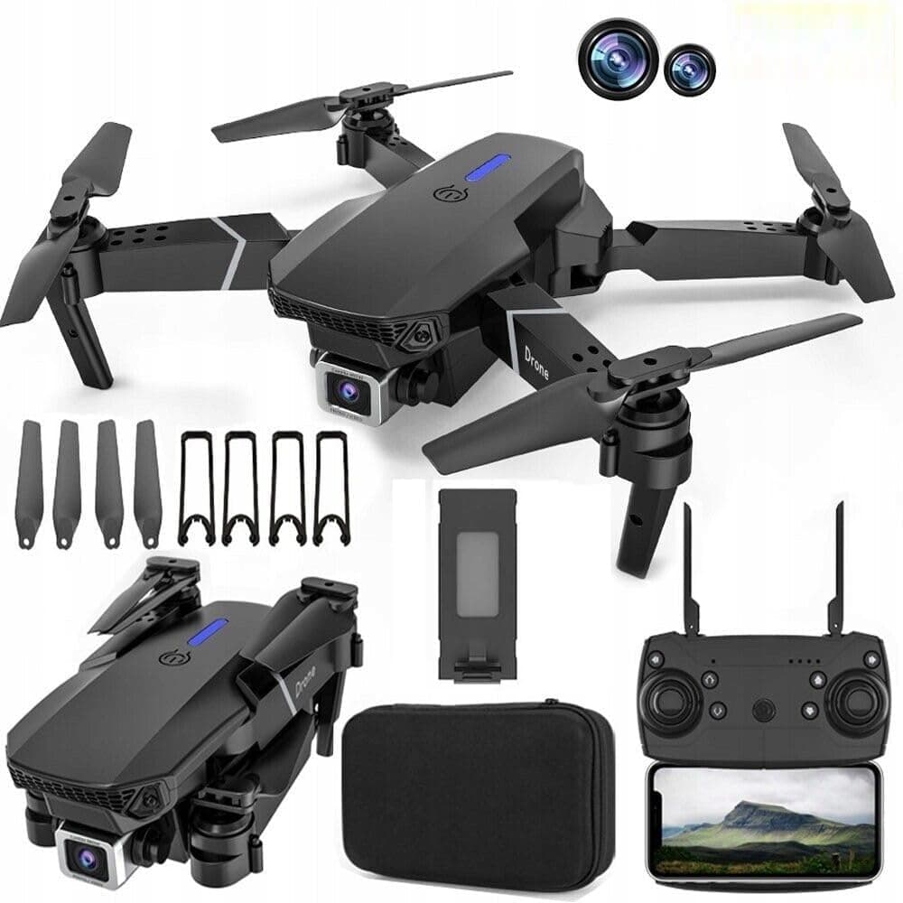 TR Tinsrom E88-Pro-Drone-with-4K-Camera-WiFi-FPV-1080P-HD-Dual-Foldable-RC-Drone-Altitude-Hold-Headless-Mode-Visual-Positioning-Auto-Return-App-Control GOOD 4K
