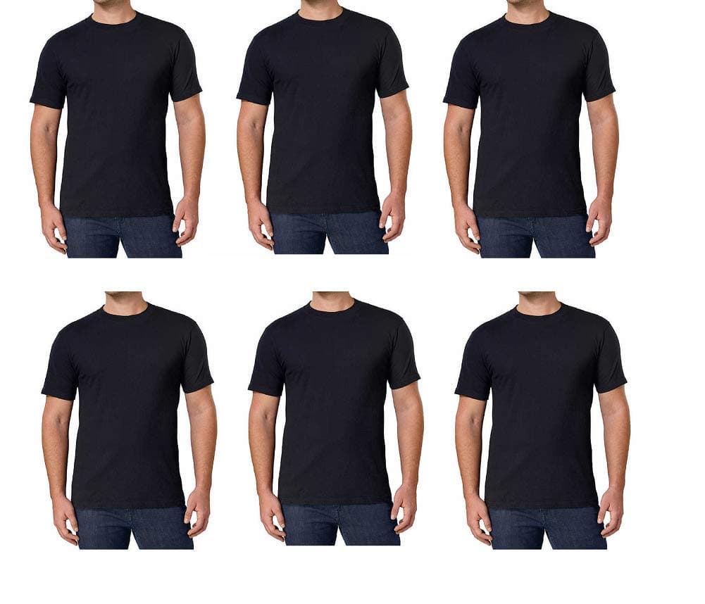 Signature Men's Crew Neck Tee 100% Combed Heavyweight Cotton T-Shirts (Pack of 6)
