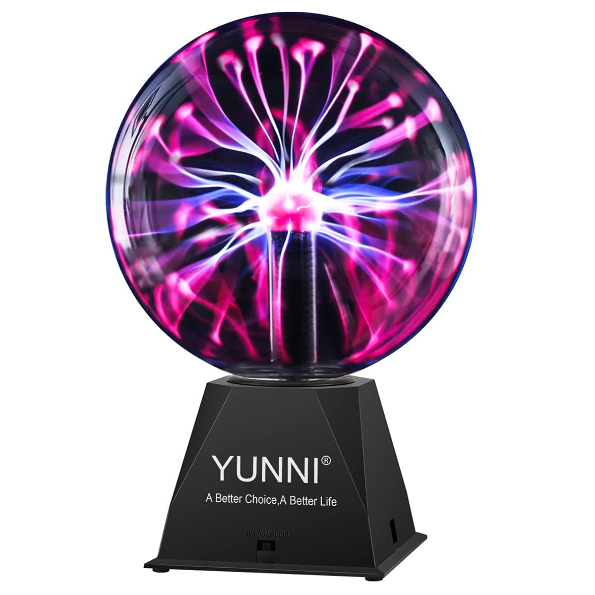 YUNNI Plasma Ball 8 Inch, Plasma Globe Touch and Sound Sensitive, Plug in Electric Lamp, Nebula Sphere Globe Ball, Lighting for Decoration, Party, Festival, Gift.