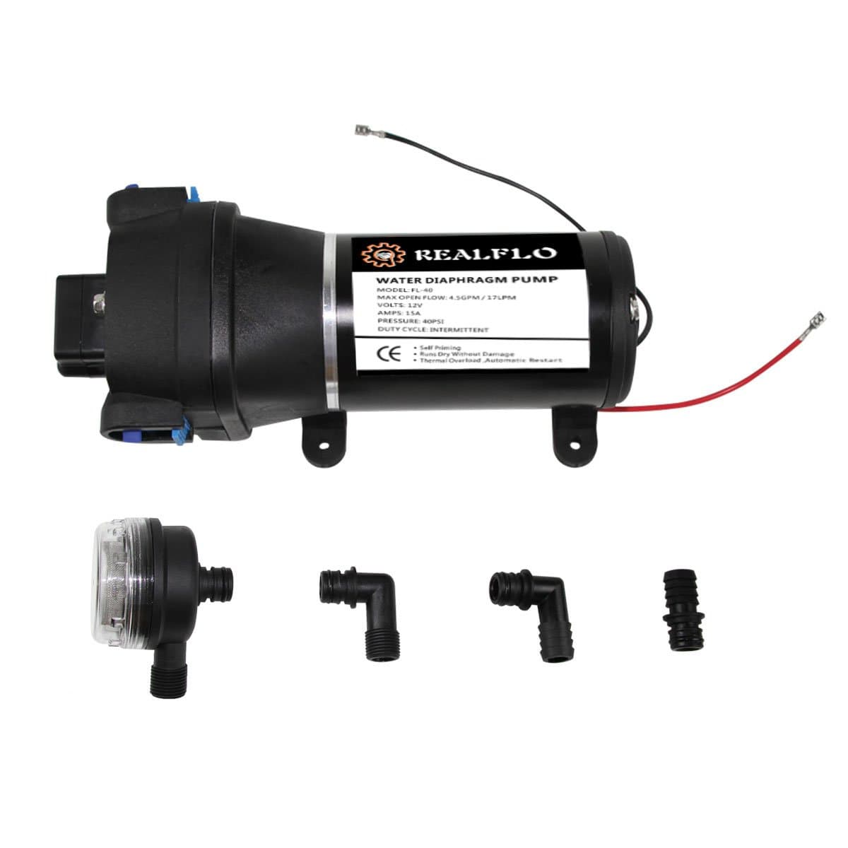 Upgrade 12V Self Priming Water Pressure Diaphragm Pump 4.5GPM 17L/min 40Psi Caravan/RV/Boat/Marine(Ship from USA, Tax Included)
