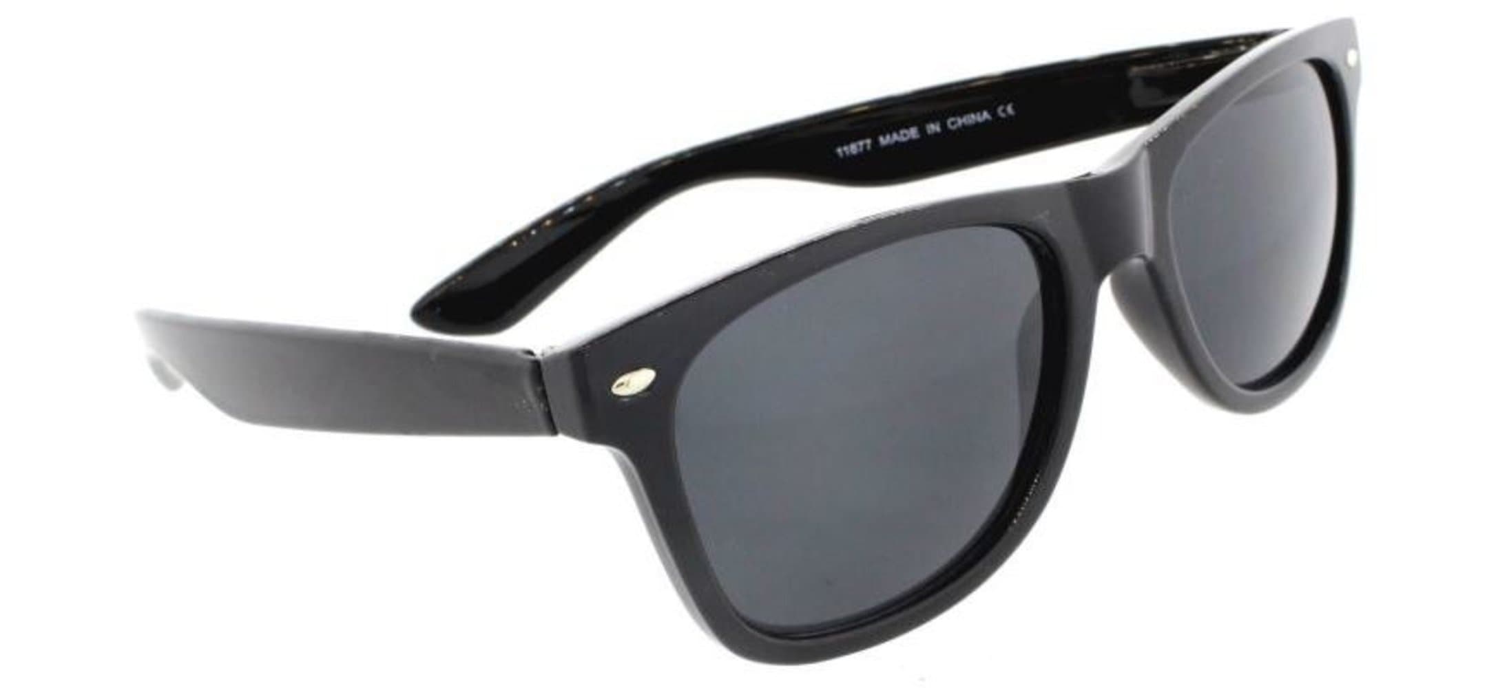 Classic Retro Wayfarer Spring Temple Gloss Finish Non Polarized Sunglasses 80's Casual UV400 (Black, Dark)