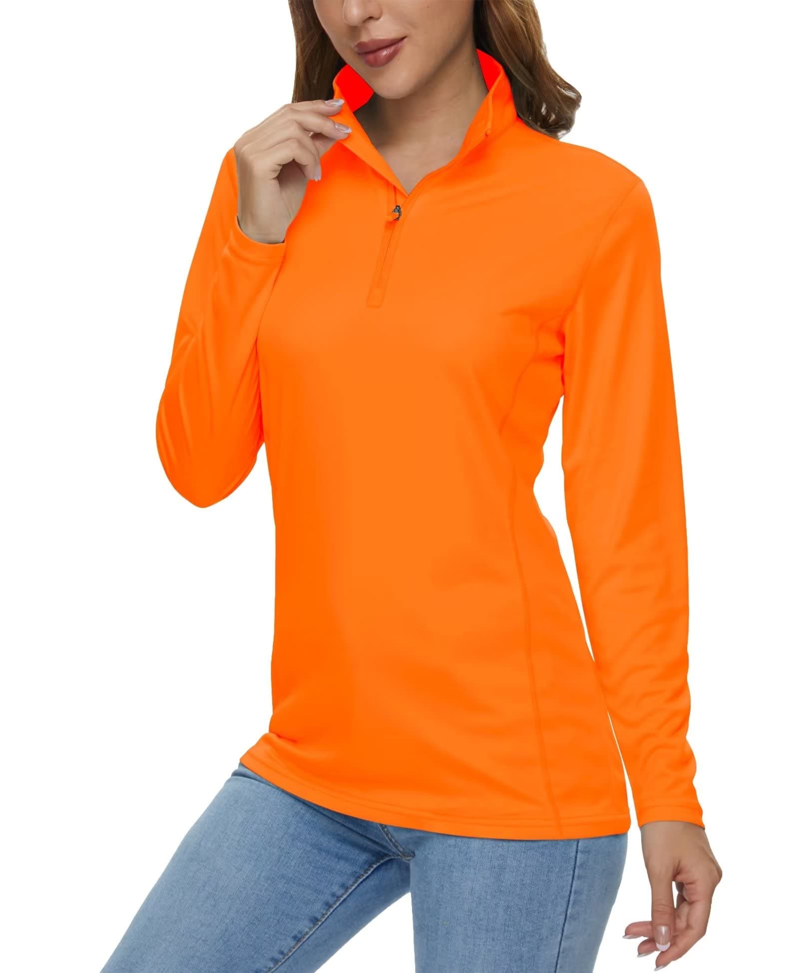 MAGCOMSENWomen's Shirts Long Sleeve 1/4 Zip UPF50+ UV Sun Protection Quick Dry Workout Hiking Athletic Shirts Rash Guard
