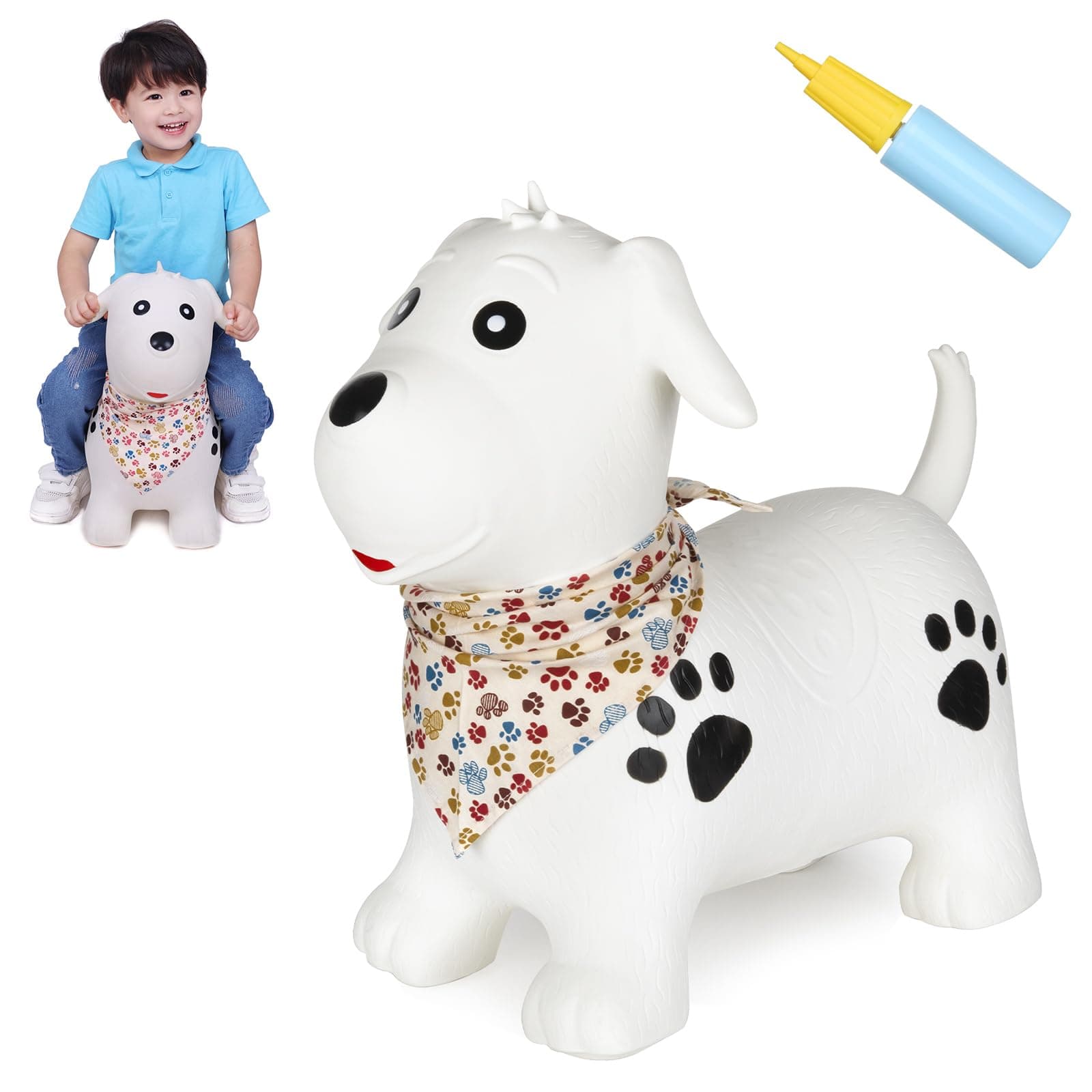 INPANY Bouncy Dog Hopper Toys for Toddlers-Hopping/Bouncing/Bounce Horse, Jumping Horse, Outdoor Indoor Inflatable Ride-on Animal Toy for Kids/Boys/Girls Gifts(Pump Included)