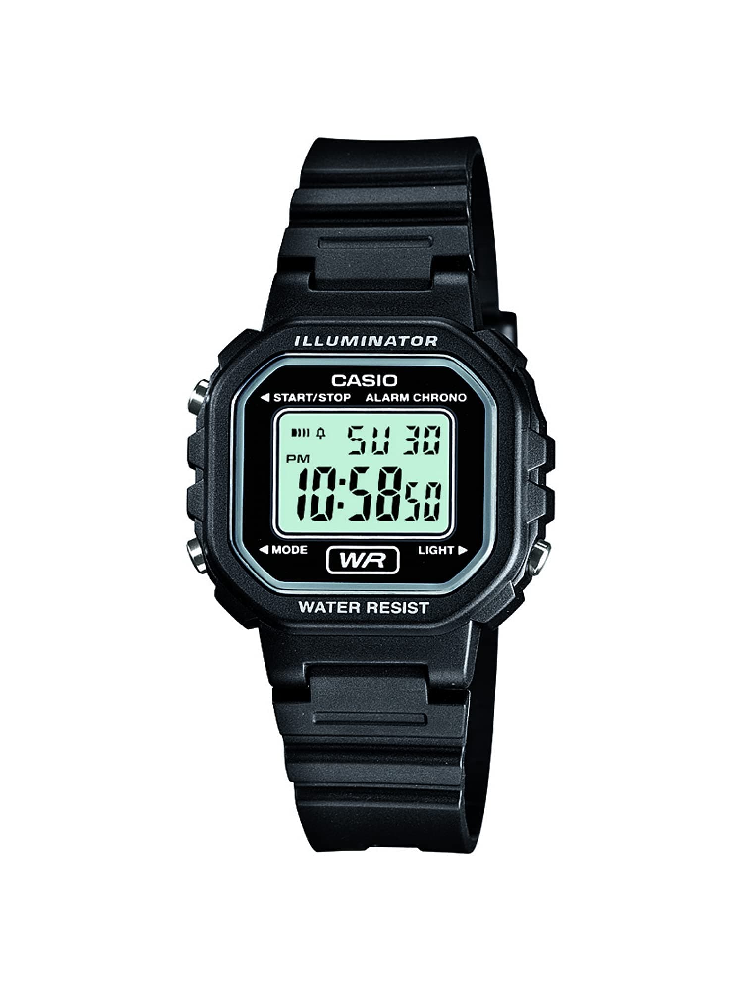 LA20WH Series | Women's Digital Watch | Water Resistant | LED Light | Auto Calendar | Date Display | 1/100 SEC Stopwatch | Regular Time Keeping (HR, Min, SEC, PM, Date, Day) | 5 Yr Batt