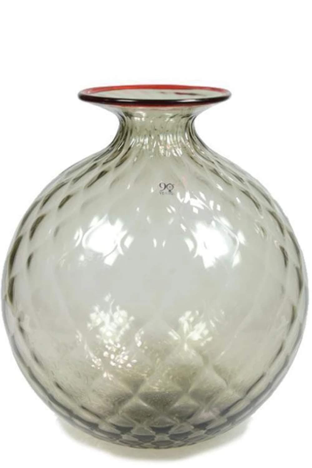 Venini monofiori balloton Vase Large XL Taupe Red Wire