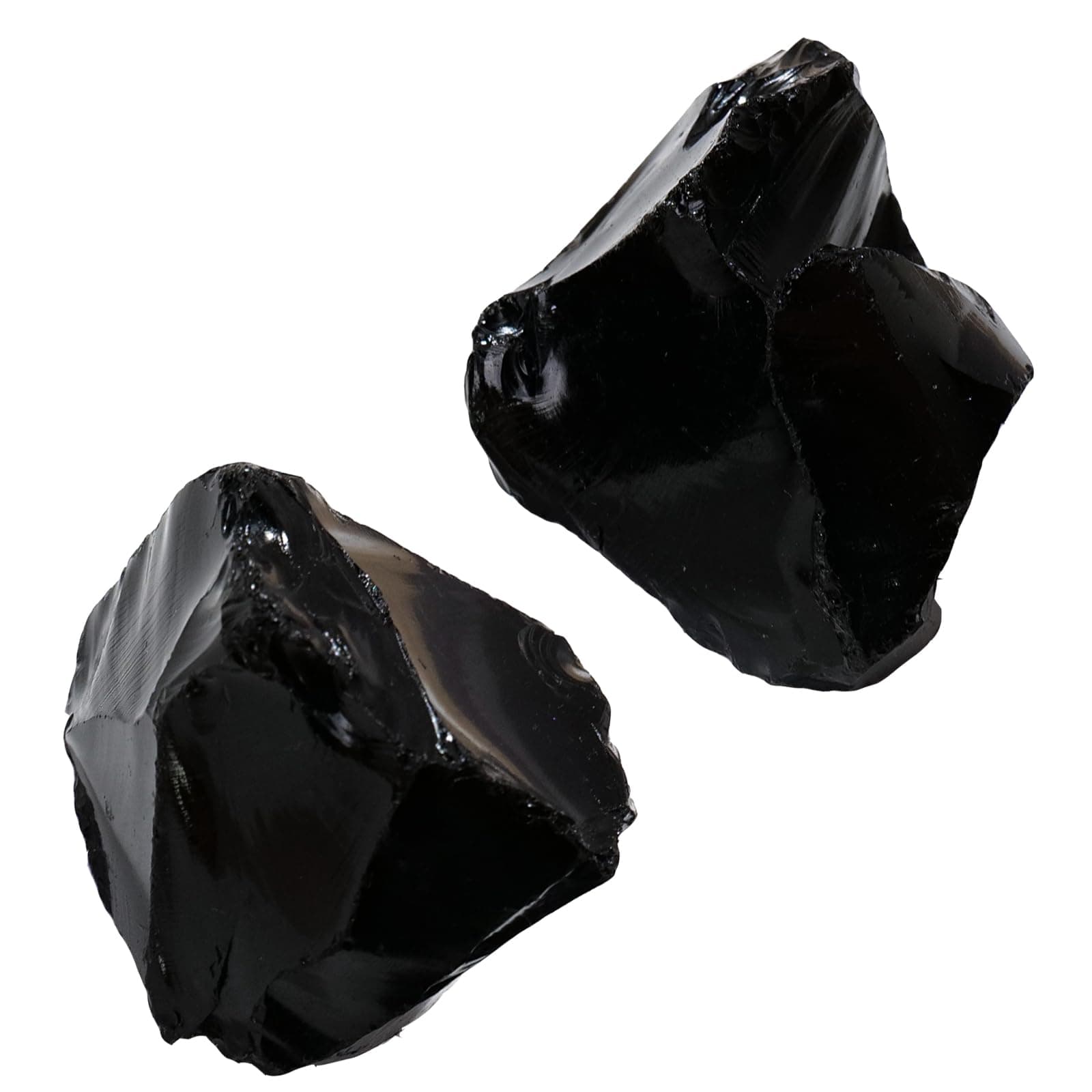 Apengshi Black Obsidian Raw Crystals 2PCS Natural Rough Rocks Healing Crystal and Stones DIY Raw Stones Meditation Fountain Garden Home Decor