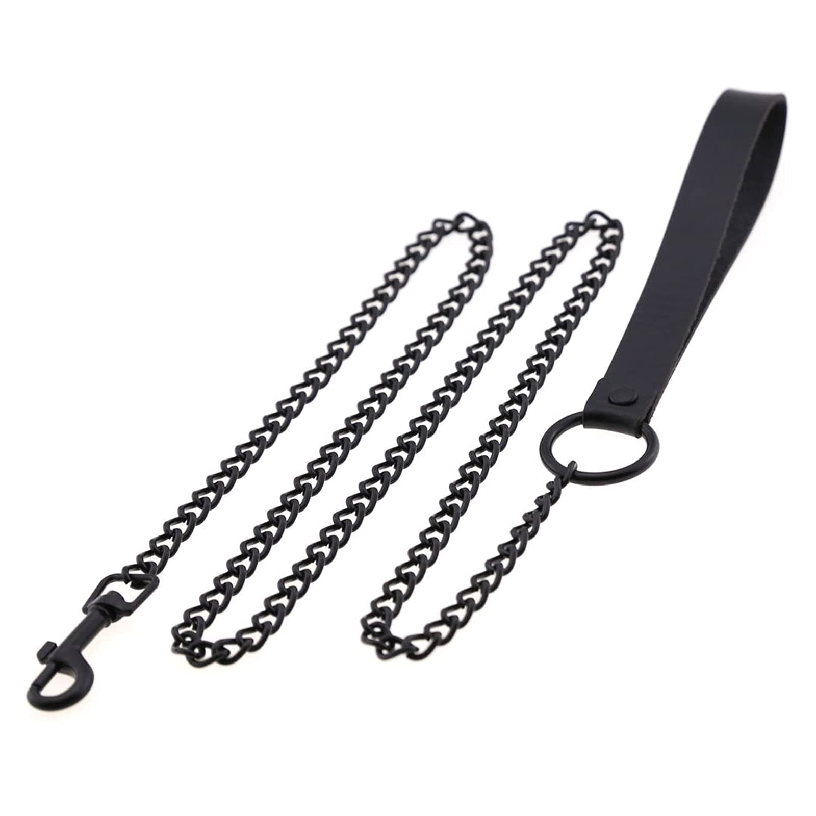 COLORFUL BLINGLeather Choker, Heart Shape Circle Ring Collar Necklace, Punk Detachable Leash Chain, Gothic Party Cosplay Costume Jewelry Women Gift (black chain, Accessory)