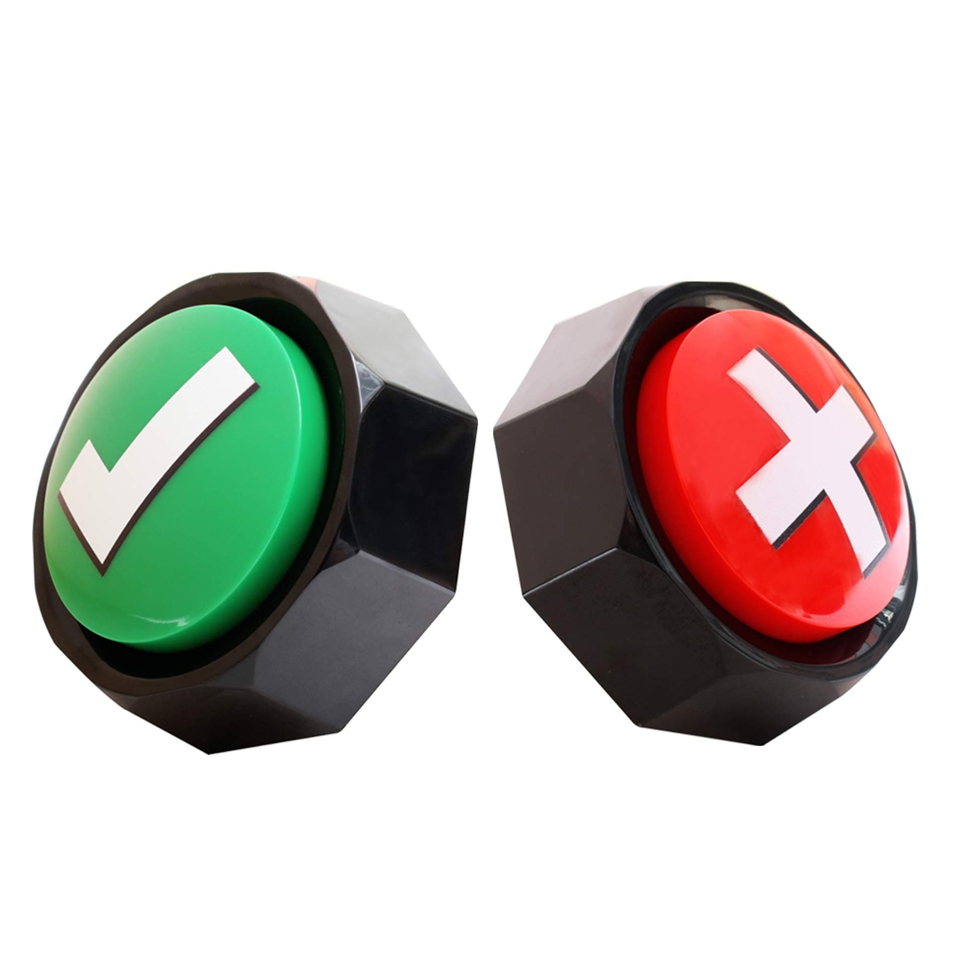 AJOYANLIKY Answer Buzzers, Sound Buttons, Set of 2 Assorted Colored Buzzers, Easy Buttons Judge Right or Wrong, Talking Buttons, Used for Game Interaction,Contains 2AAA Batteries.