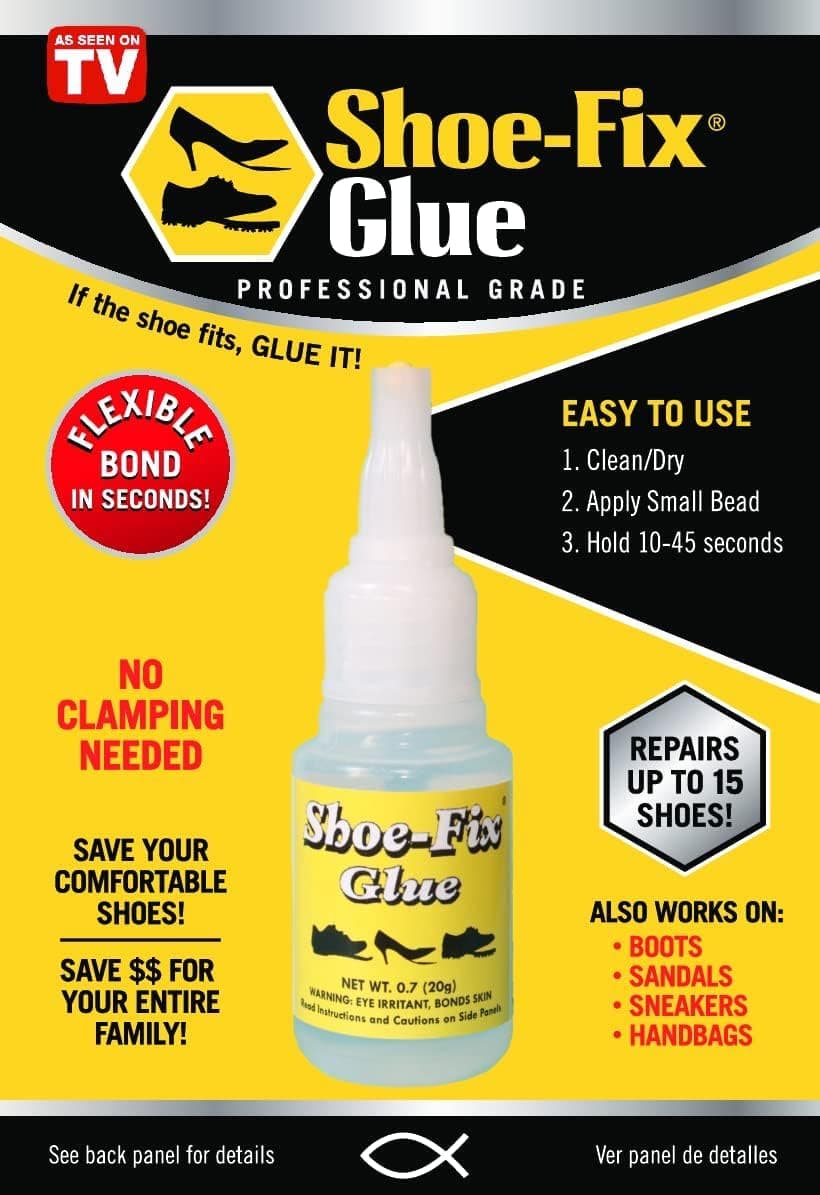 Shoe-Fix Glue – Professional Grade Waterproof Shoe Repair Adhesive | Extra Strong, Instant Bond & Flexible | Clear Drying & Durable | Ideal for Shoes, Boots, Sneakers, Heels & More (20g Tube)