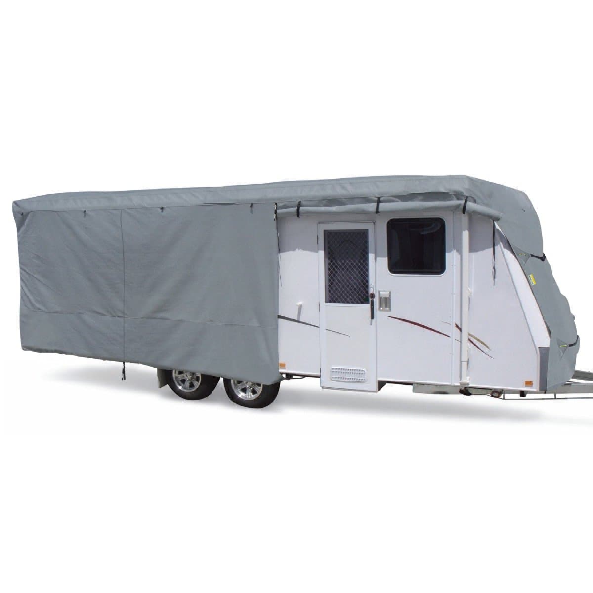 SummatesTravel Trailer Cover RV Cover,Color Gray,Beige,160g SSFS 4 Layer Polypropylene Fabric,fits Most Sizes (Gray, 24-27 Feet)