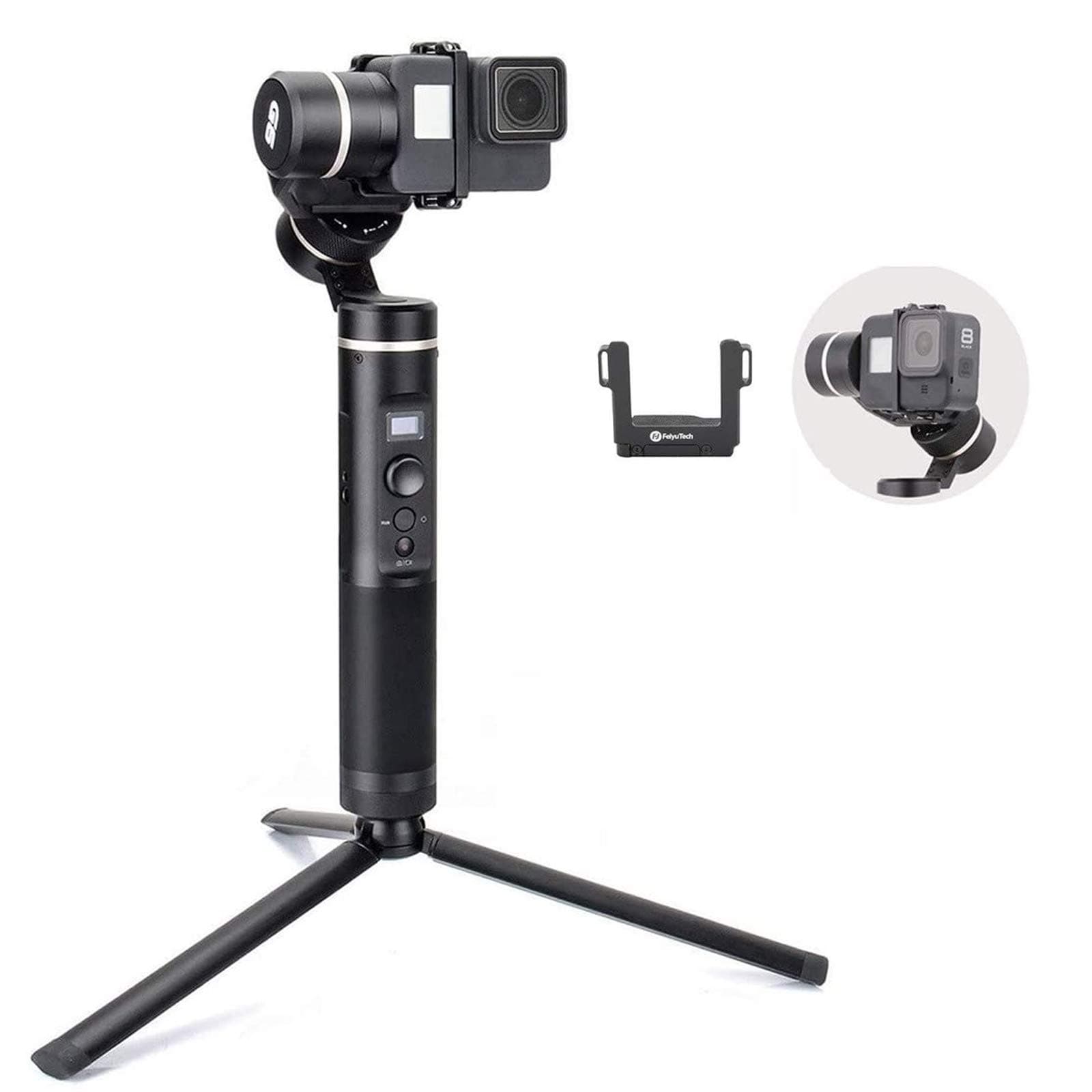 FeiyuTech FY Feiyu G6 3-Axis Splash Proof Handheld Gimbal Updated Version of G5 for GoPro Hero 8/7/6/5/4/3, Yi Cam 4K, AEE Action Cameras of Similar Size with EACHSHOT Mini Tripod