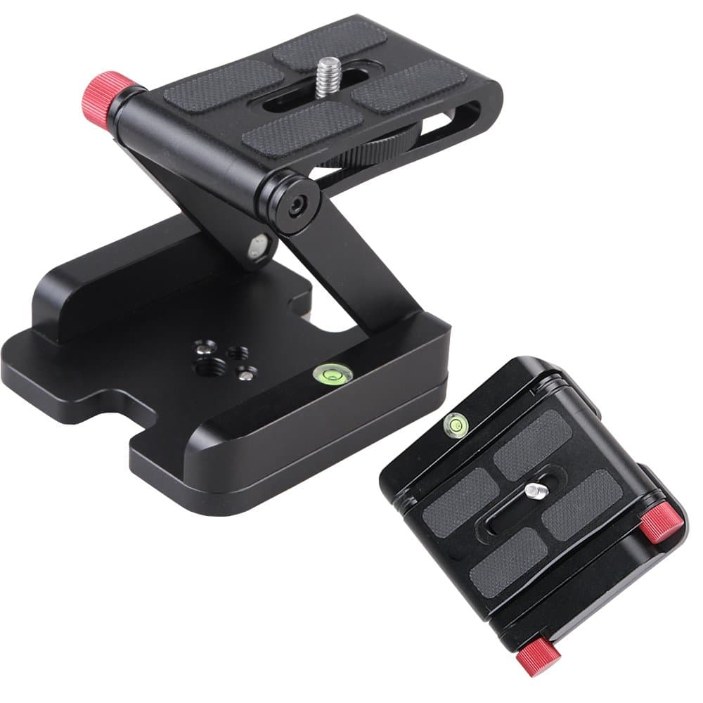 Camera Mounting Plate Folding Z-type Base Plate for DSLR Cameras, Tilt Head Tripod Mount Plate for Tripods Monopods Camera Sliders, Rolling Slider Dolly Car