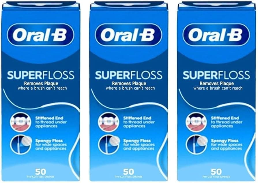 50 Pieces Pre-Cut Super Floss - Pack of 3