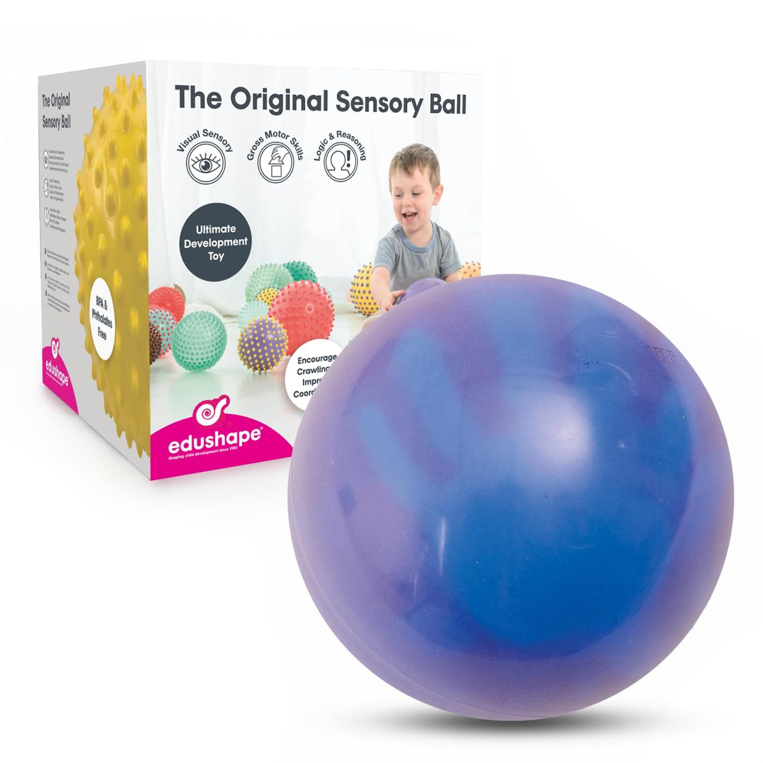 Edushape Color Changing Baby Sensory Ball - Fun Interactive 7 Inch Kids Incredi Ball - Play Throw Squeeze Touch Bounce & Roll Enhance Motor Skills, Logic, Reasoning, and Hand-Eye Coordination