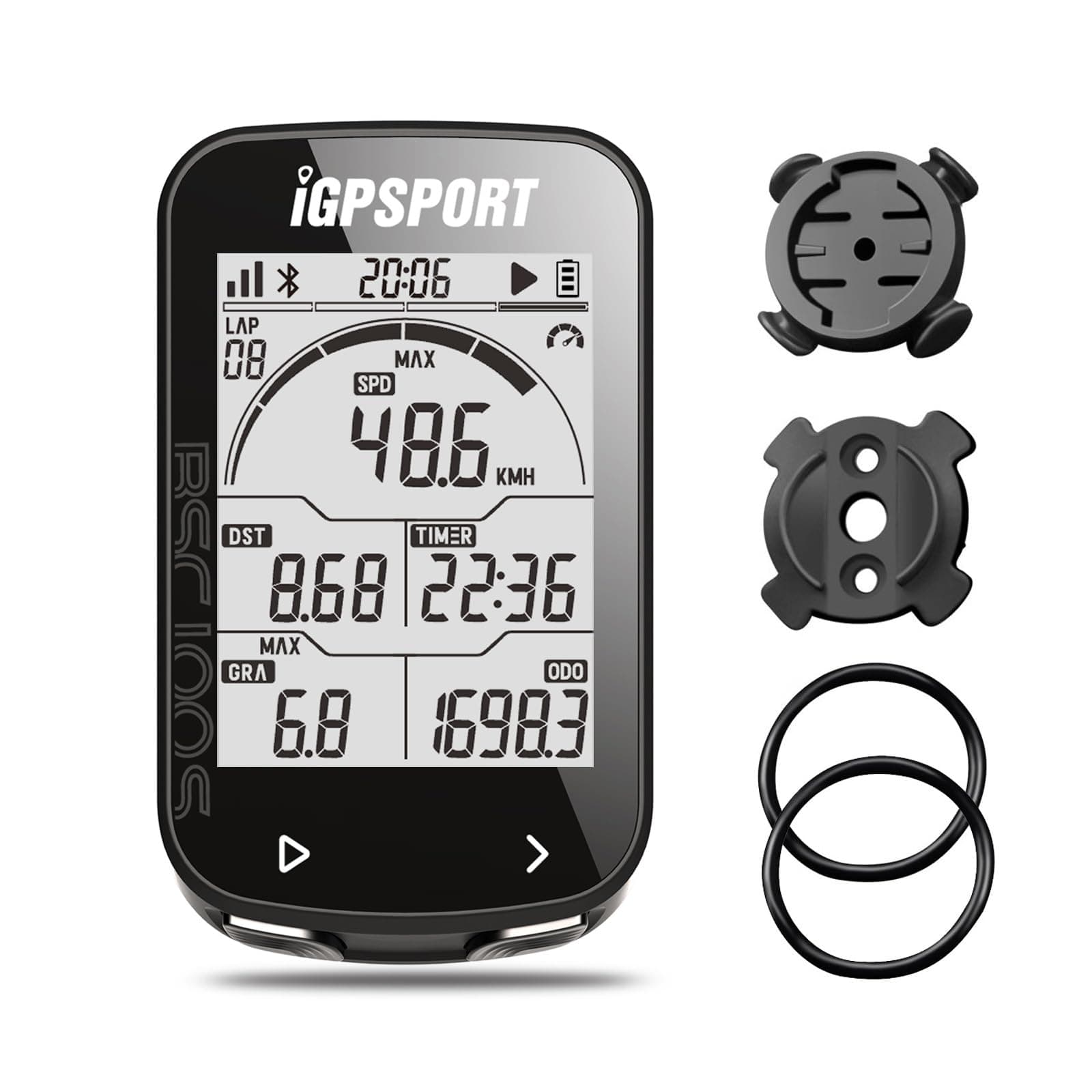 iGPSPORT BSC100S GPS Bike Computer Wireless, 2.6'' LCD Display 40H Rechargeable Waterproof Cycling Computer Bluetooth ANT+