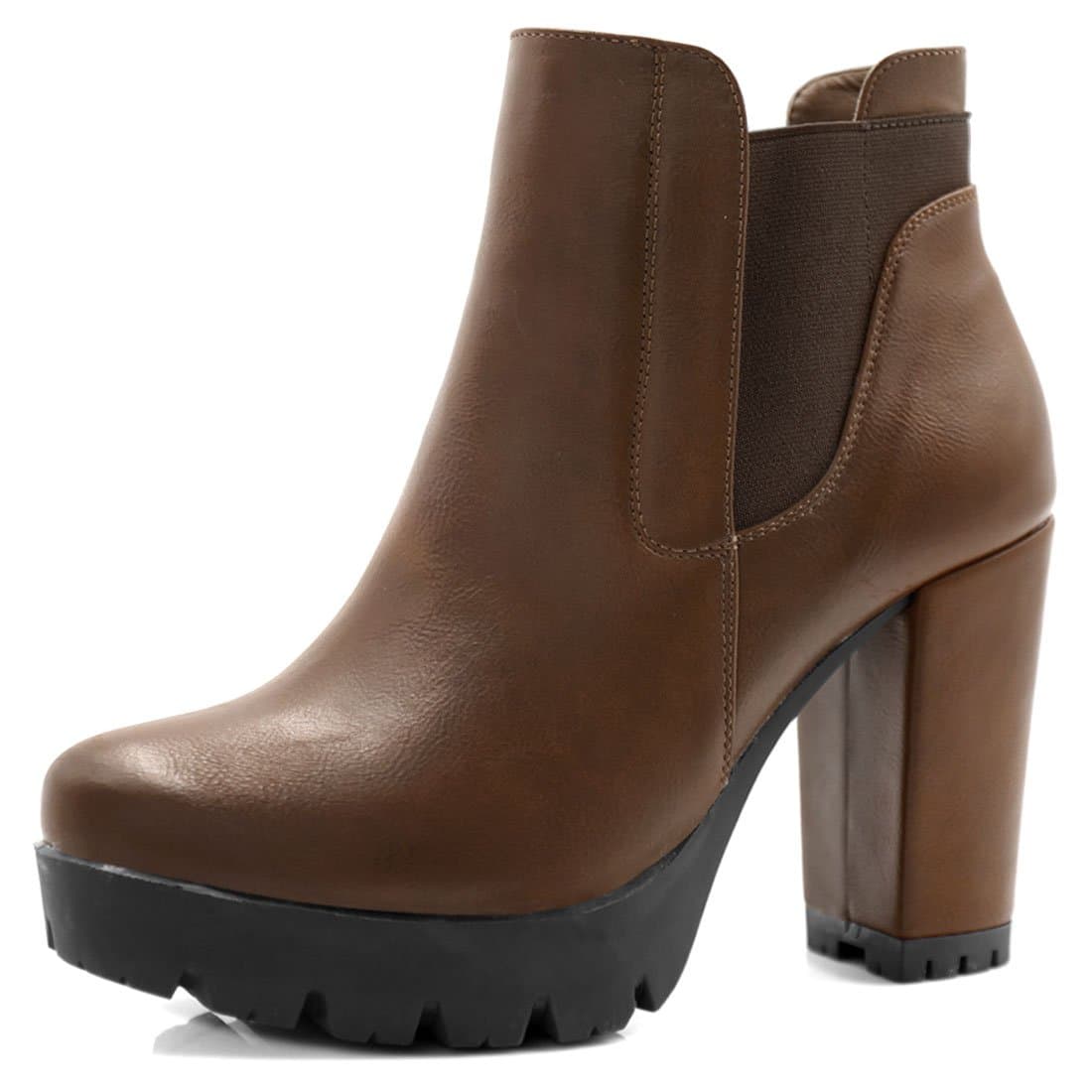 Allegra K Women's Chunky High Heel Platform Ankle Boot